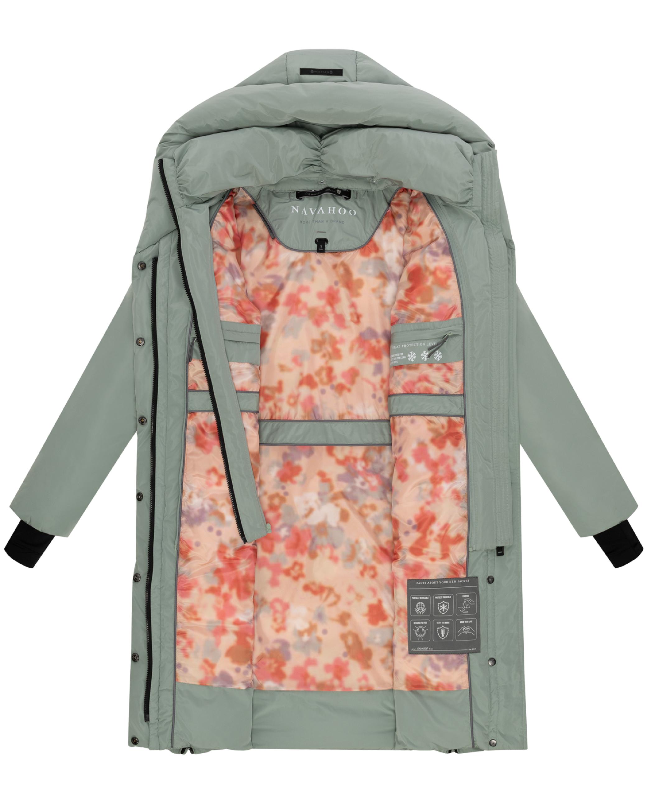 Warmer Steppmantel mit herausnehmbarem Kragen-Einsatz "Laubzauber 14" Smokey Mint