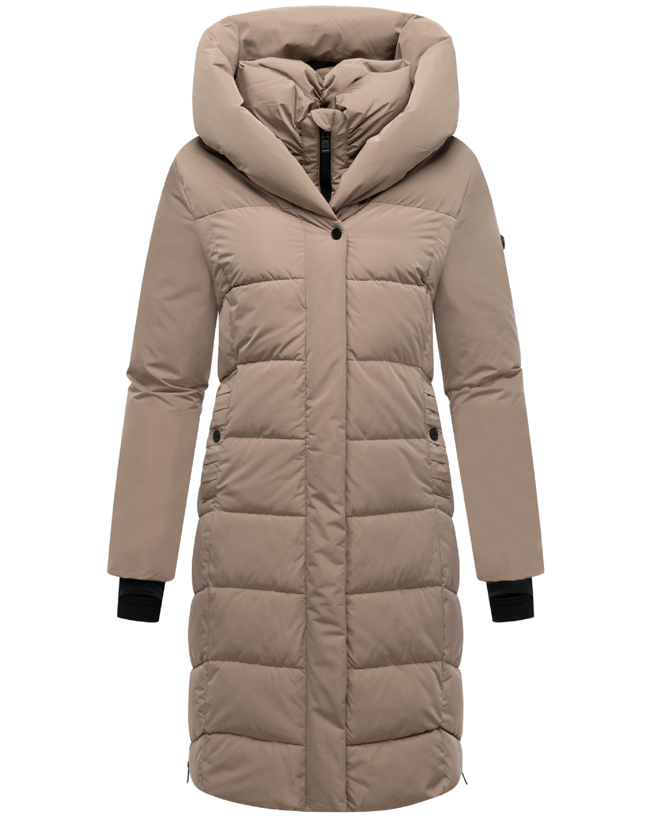 Warmer Steppmantel mit herausnehmbarem Kragen-Einsatz "Laubzauber 14" Taupe Grey