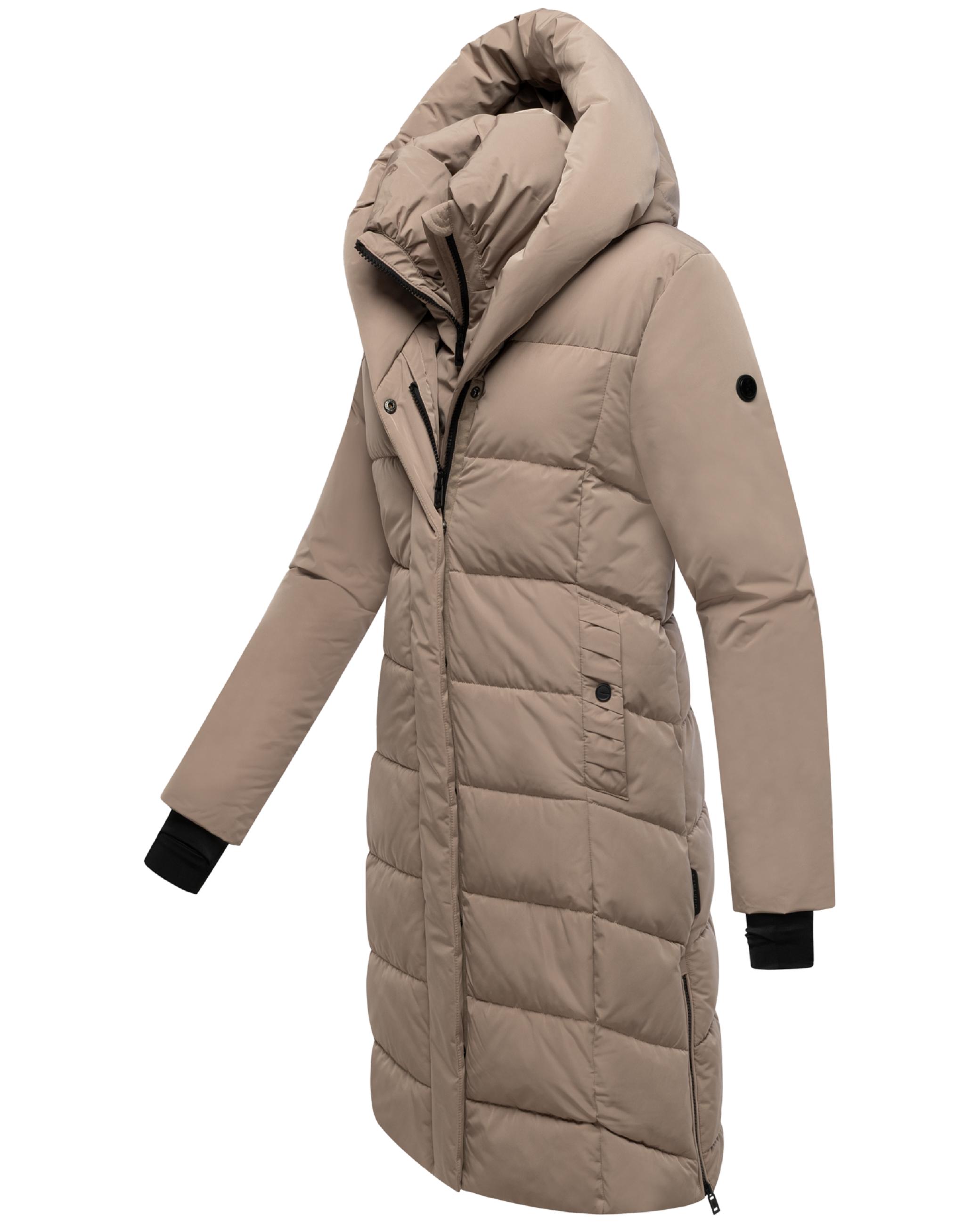 Warmer Steppmantel mit herausnehmbarem Kragen-Einsatz "Laubzauber 14" Taupe Grey