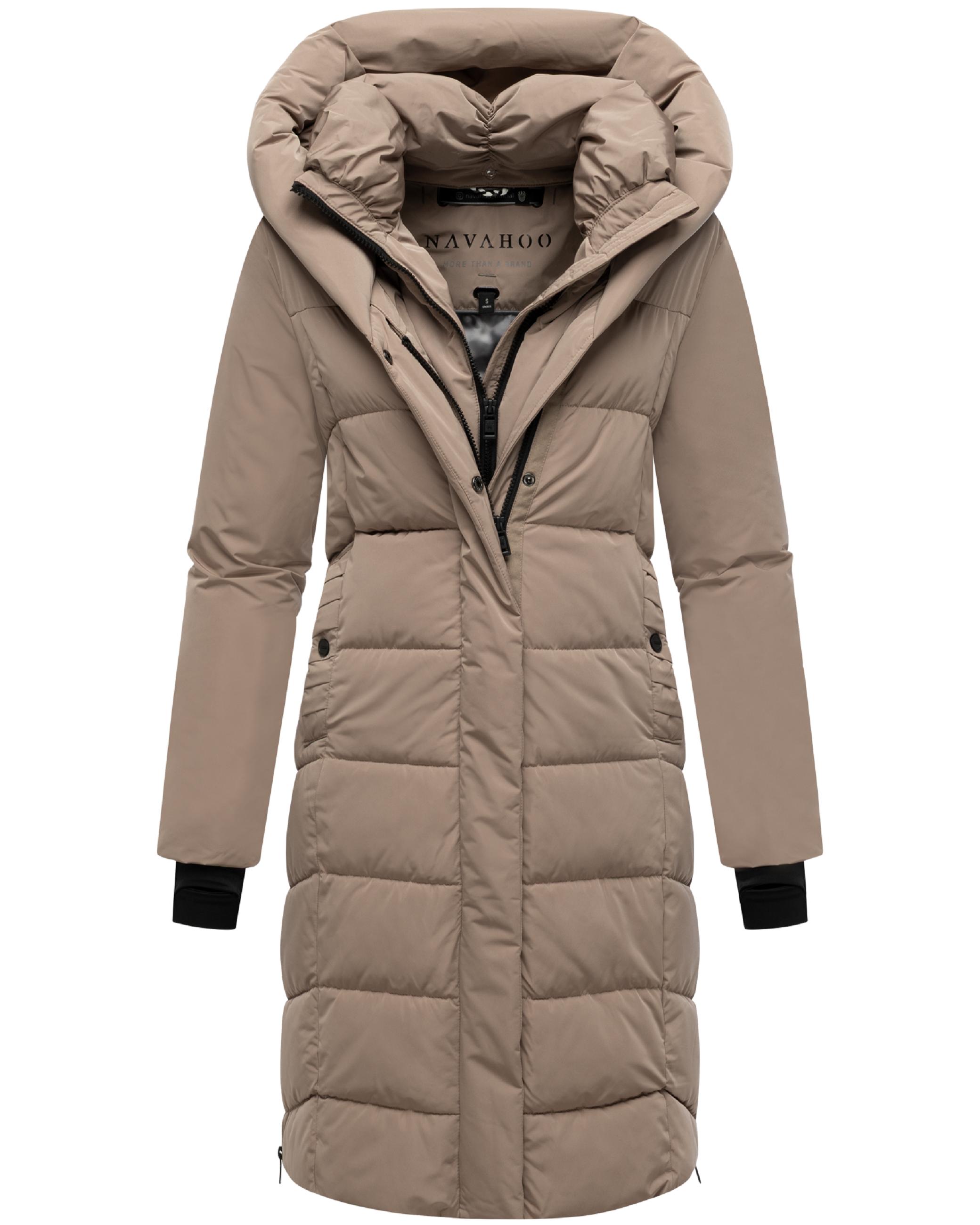 Warmer Steppmantel mit herausnehmbarem Kragen-Einsatz "Laubzauber 14" Taupe Grey
