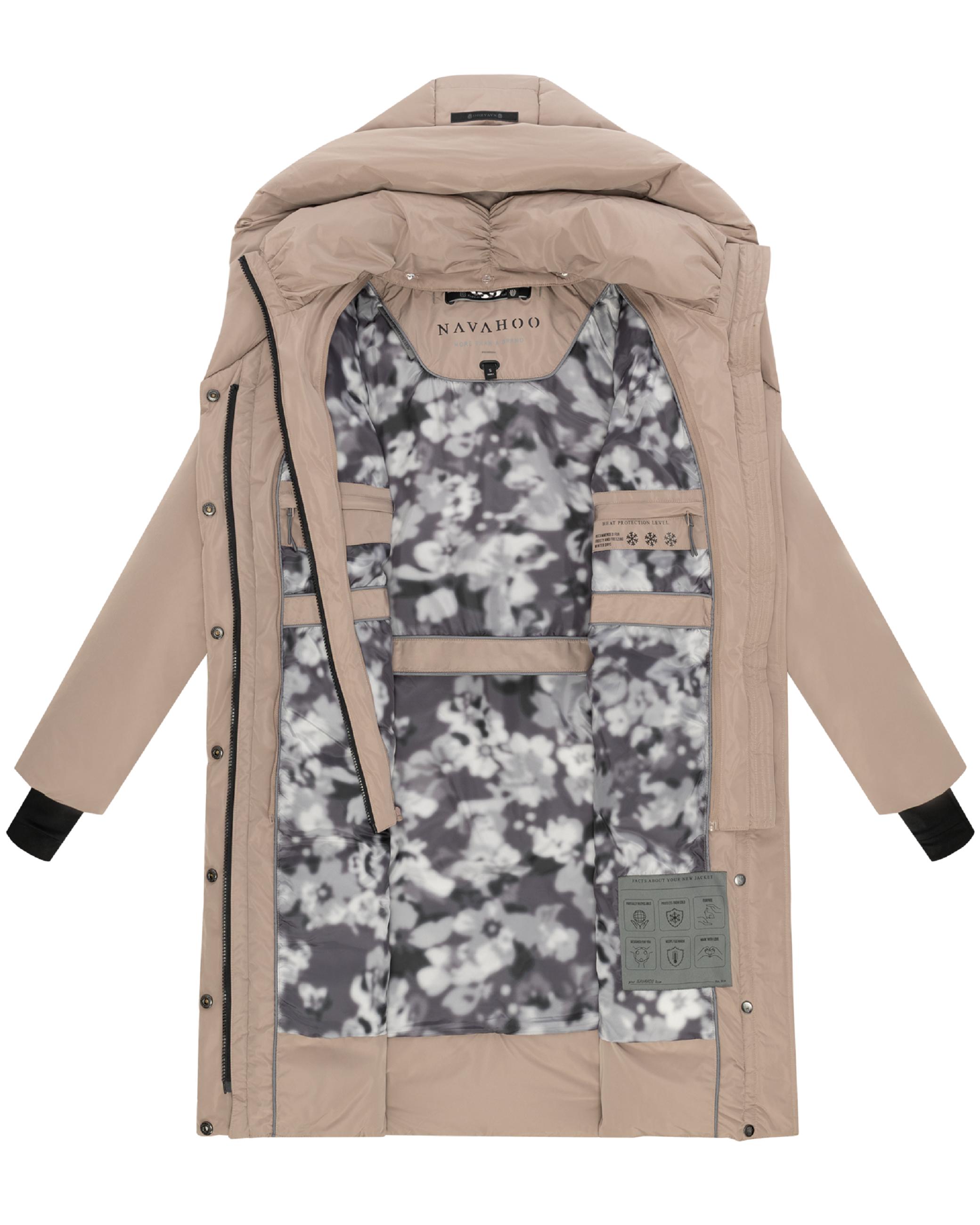 Warmer Steppmantel mit herausnehmbarem Kragen-Einsatz "Laubzauber 14" Taupe Grey