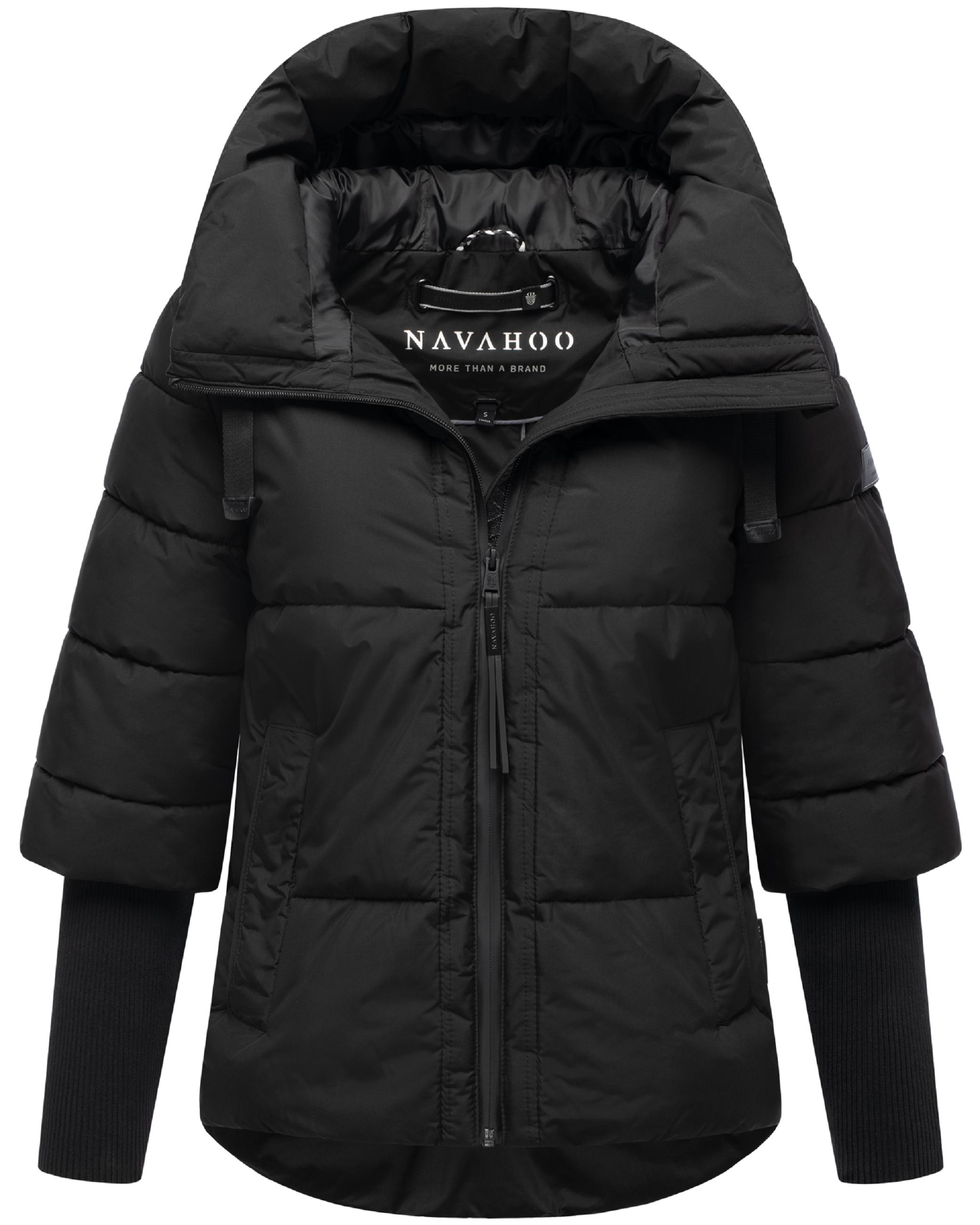 Winter Steppjacke mit Rippstrickärmeln "Lotusherz XIV" Black