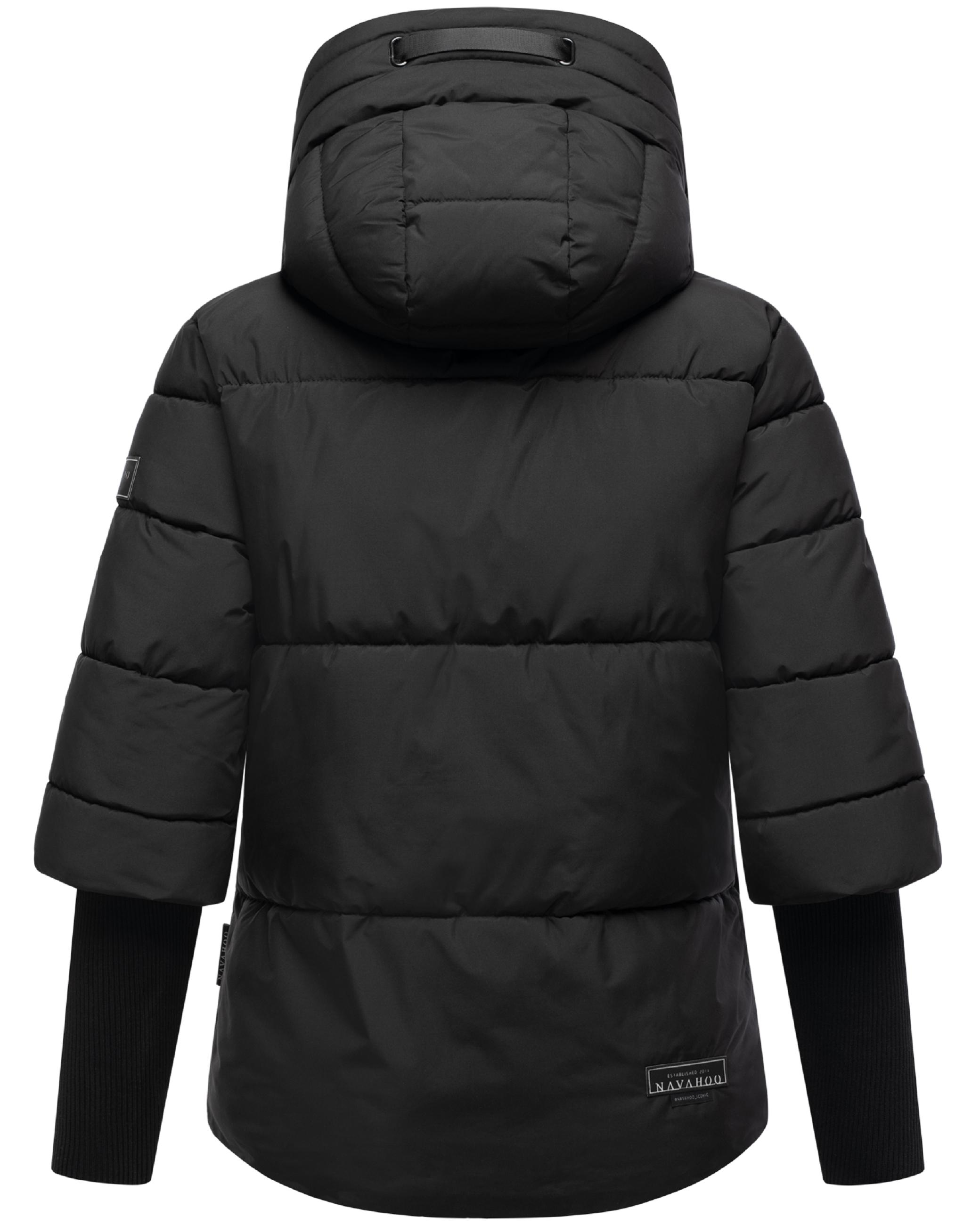 Winter Steppjacke mit Rippstrickärmeln "Lotusherz XIV" Black