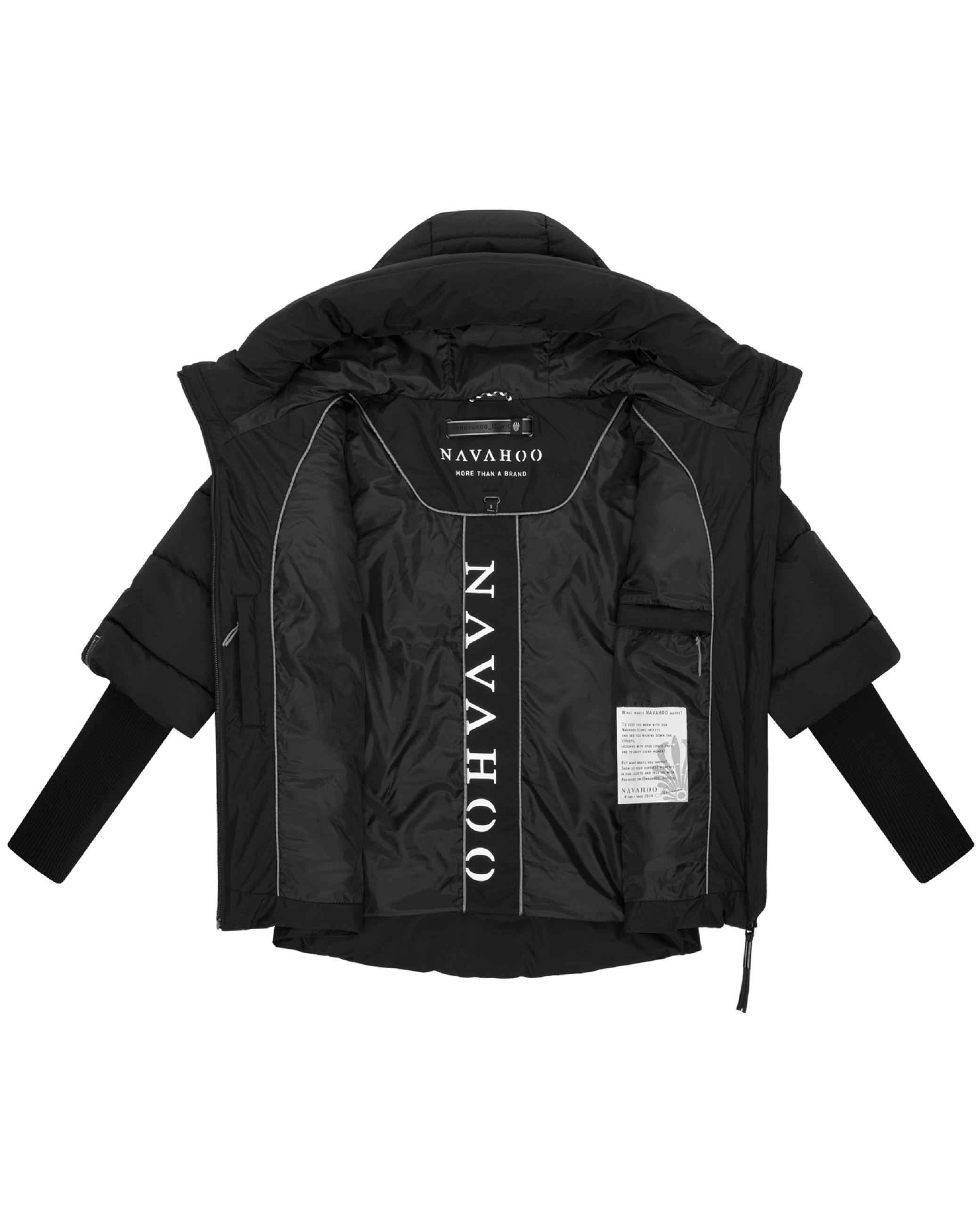 Winter Steppjacke mit Rippstrickärmeln "Lotusherz XIV" Black