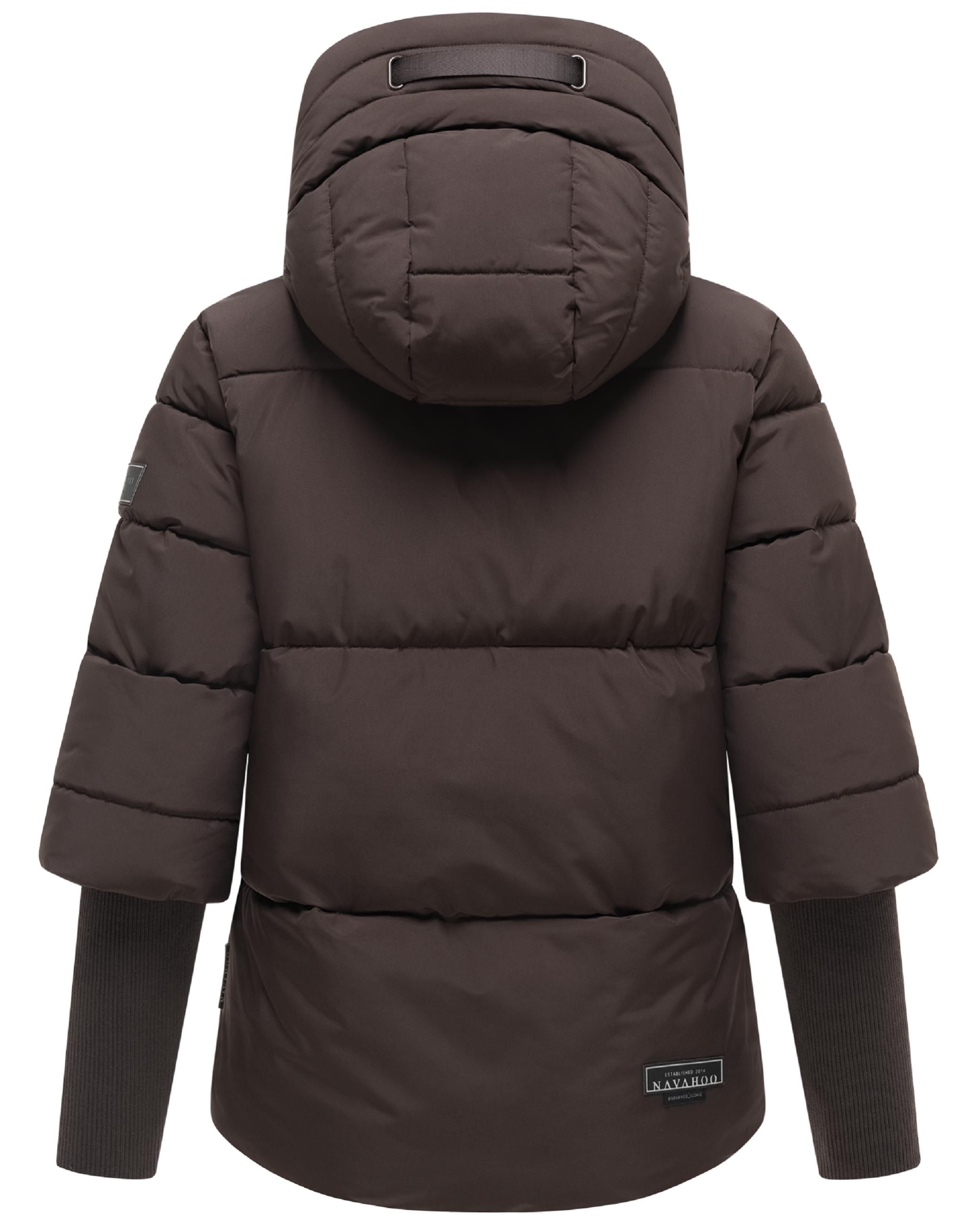 Winter Steppjacke mit Rippstrickärmeln "Lotusherz XIV" Choco Uni