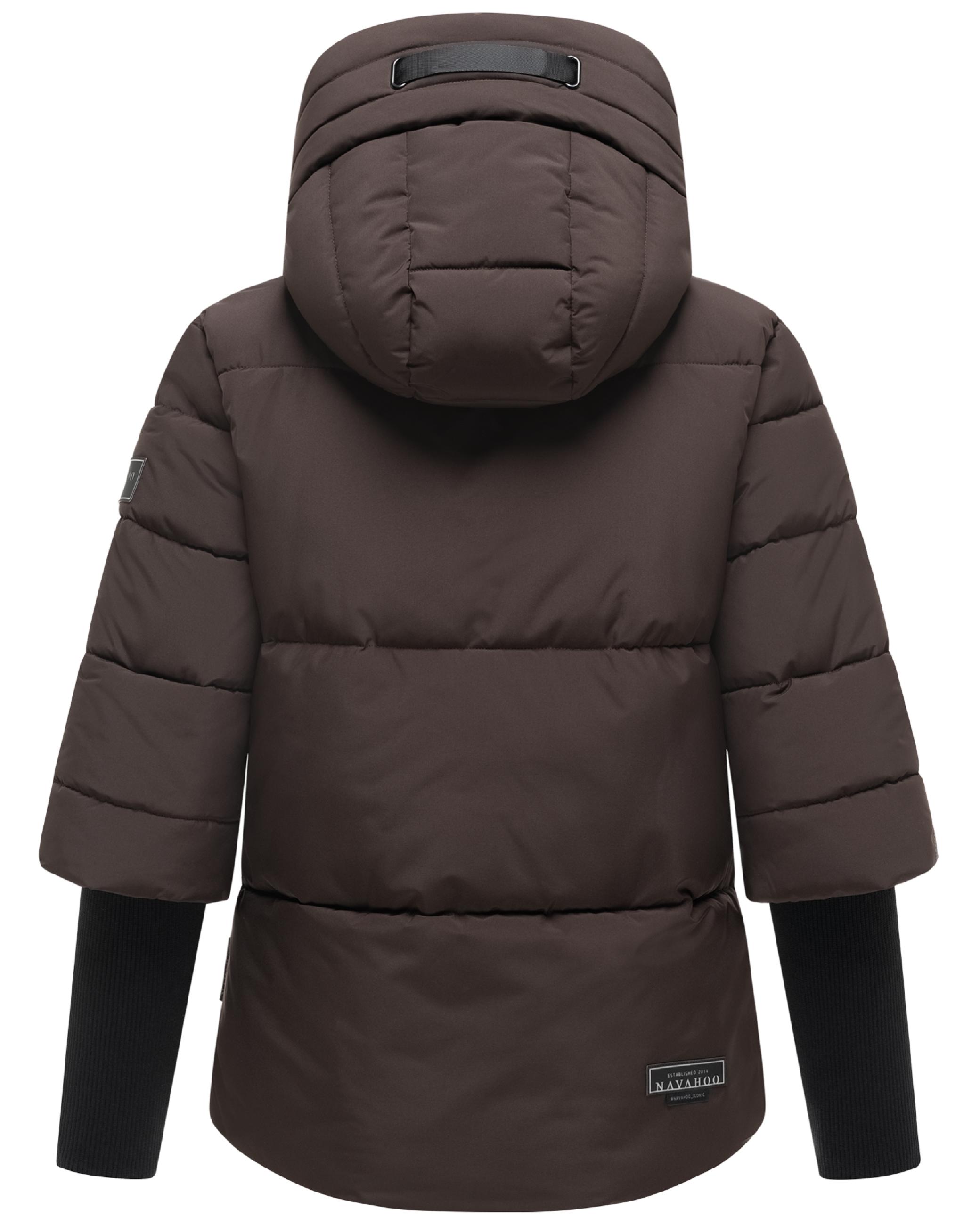 Winter Steppjacke mit Rippstrickärmeln "Lotusherz XIV" Choco