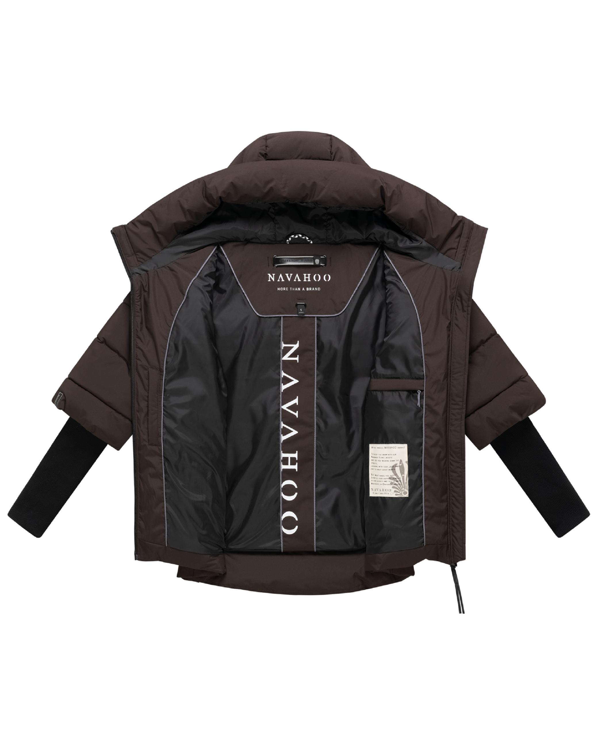Winter Steppjacke mit Rippstrickärmeln "Lotusherz XIV" Choco
