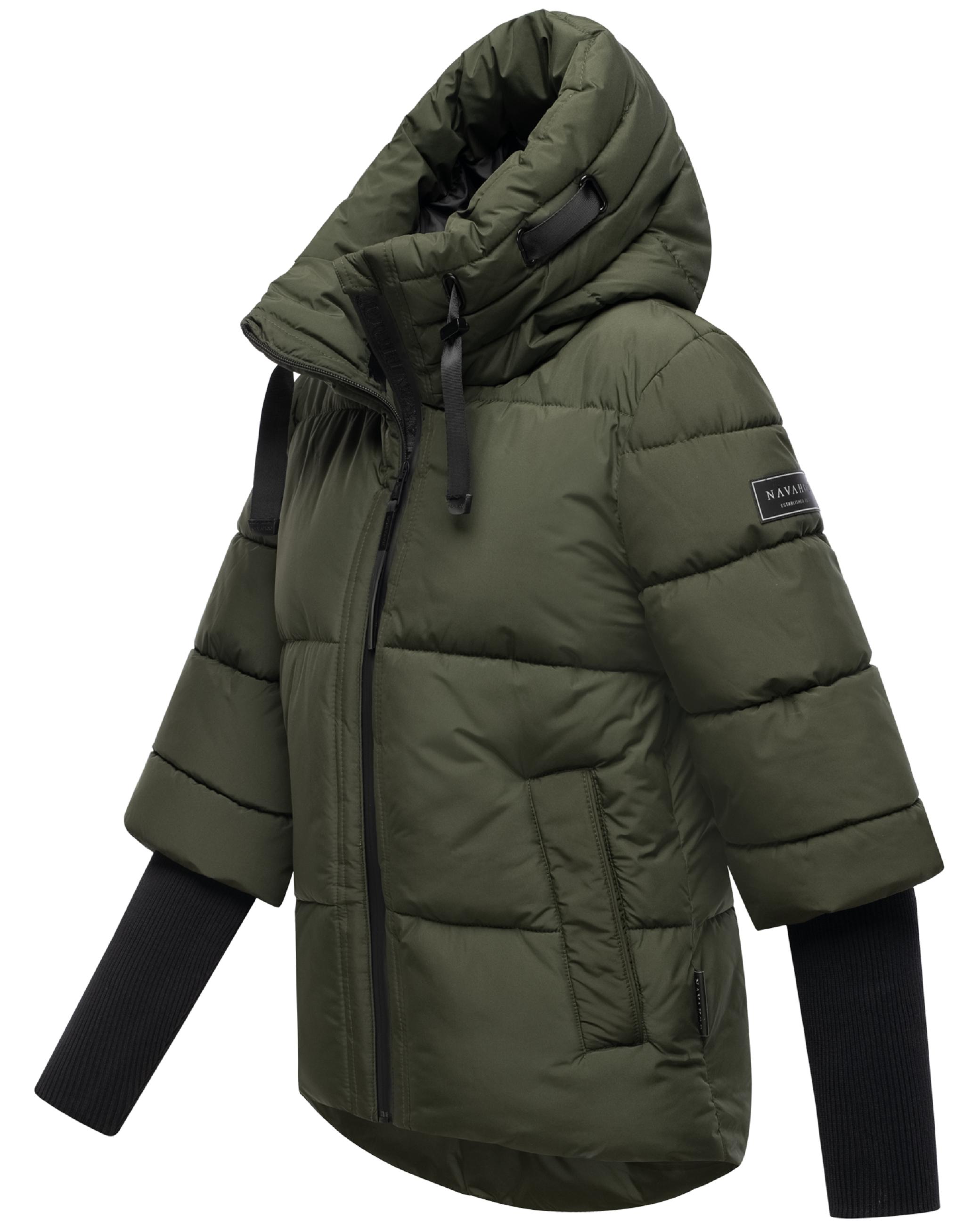 Winter Steppjacke mit Rippstrickärmeln "Lotusherz XIV" Dark Olive