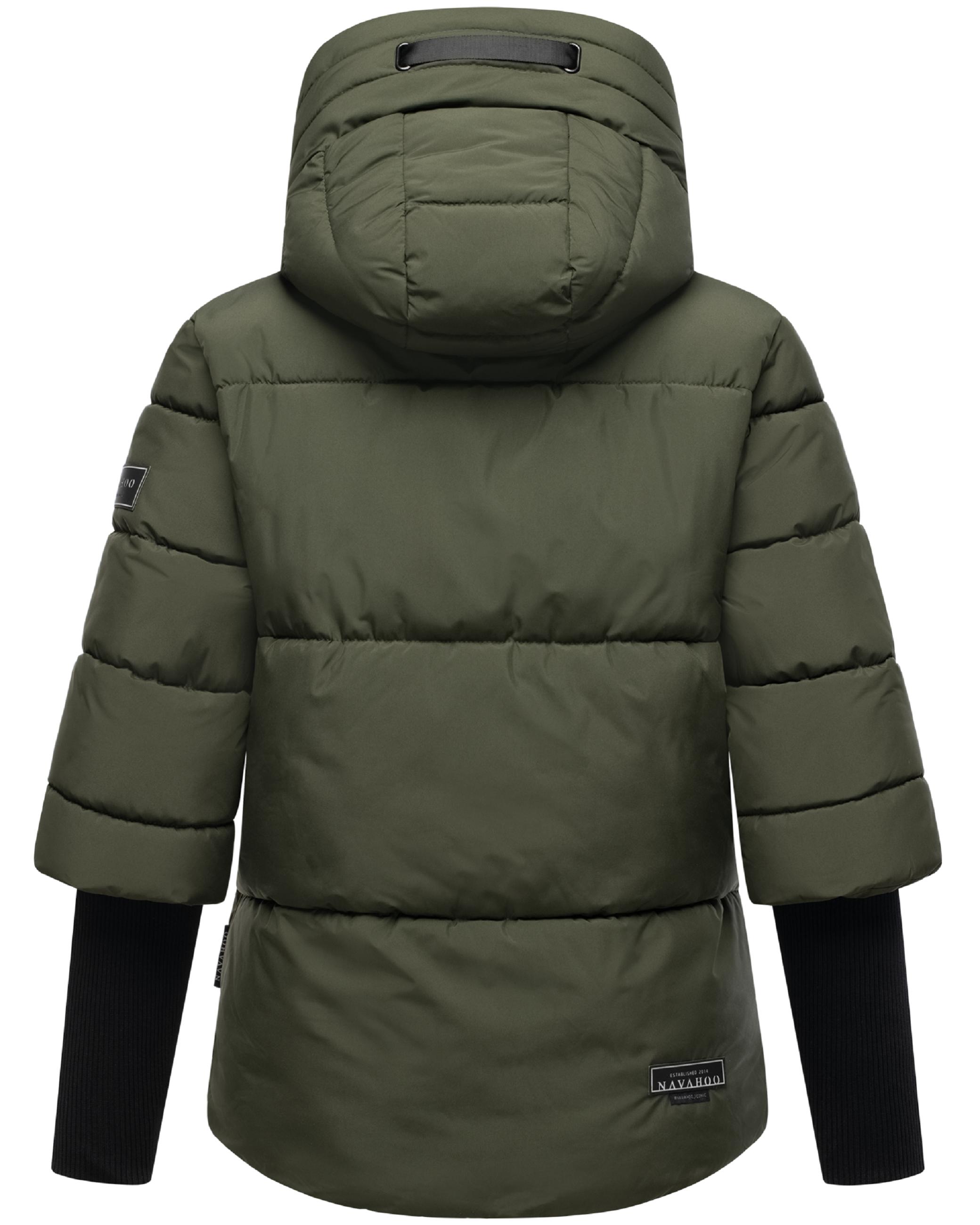 Winter Steppjacke mit Rippstrickärmeln "Lotusherz XIV" Dark Olive
