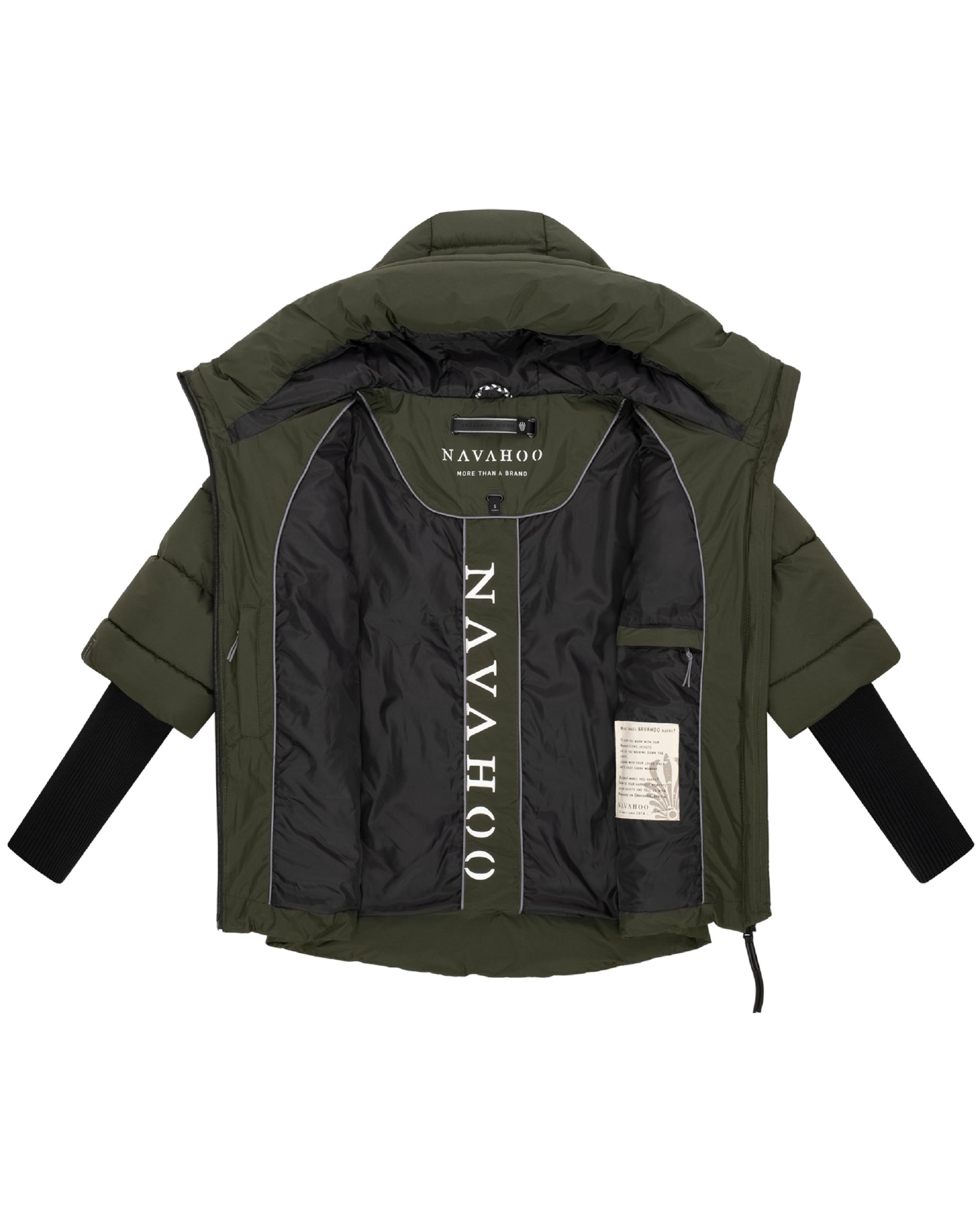 Winter Steppjacke mit Rippstrickärmeln "Lotusherz XIV" Dark Olive