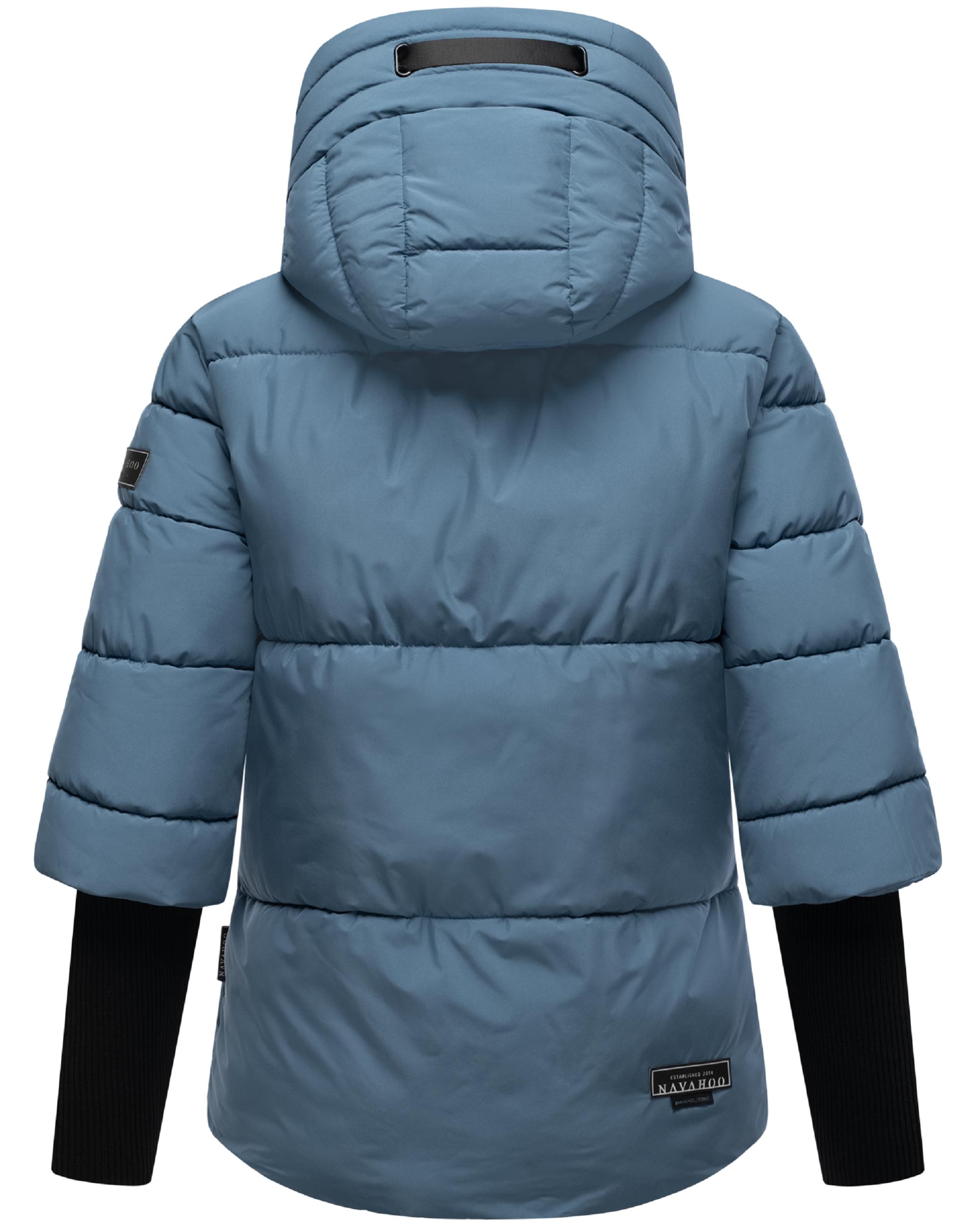 Winter Steppjacke mit Rippstrickärmeln "Lotusherz XIV" Dusty Blue