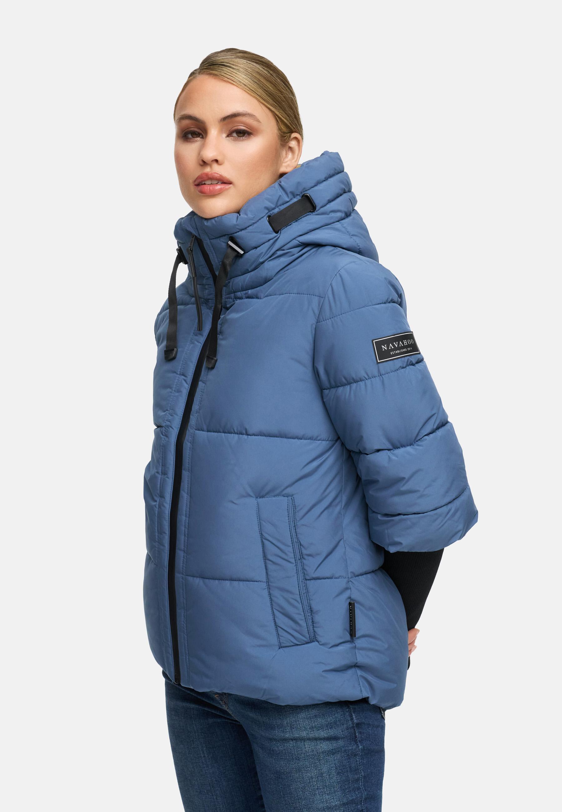 Winter Steppjacke mit Rippstrickärmeln "Lotusherz XIV" Dusty Blue