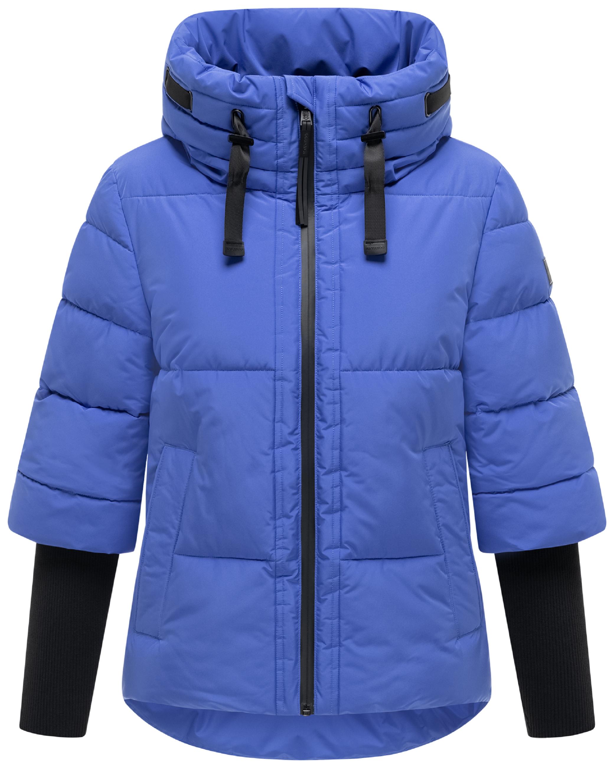 Winter Steppjacke mit Rippstrickärmeln "Lotusherz XIV" Galaxy Blue