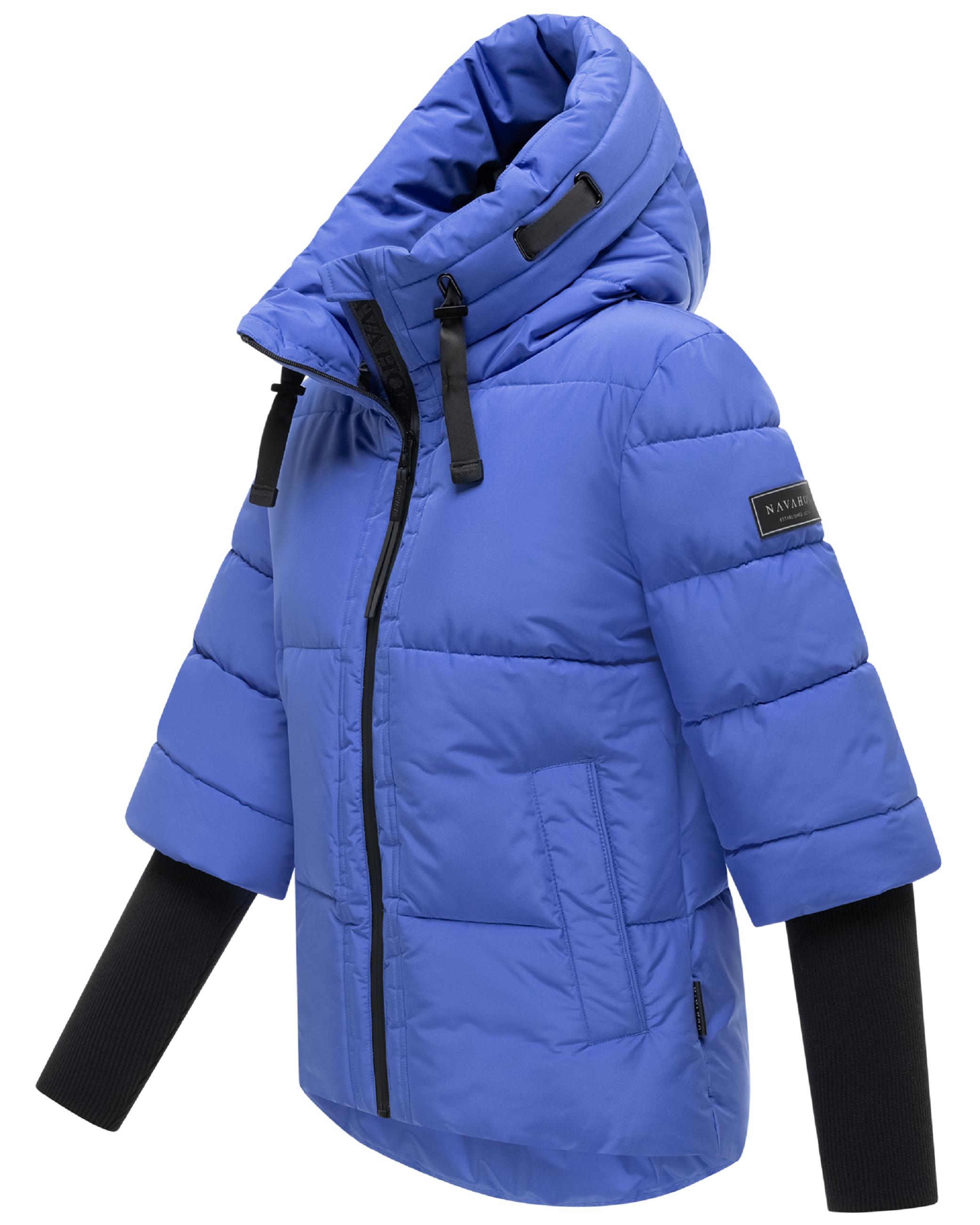 Winter Steppjacke mit Rippstrickärmeln "Lotusherz XIV" Galaxy Blue