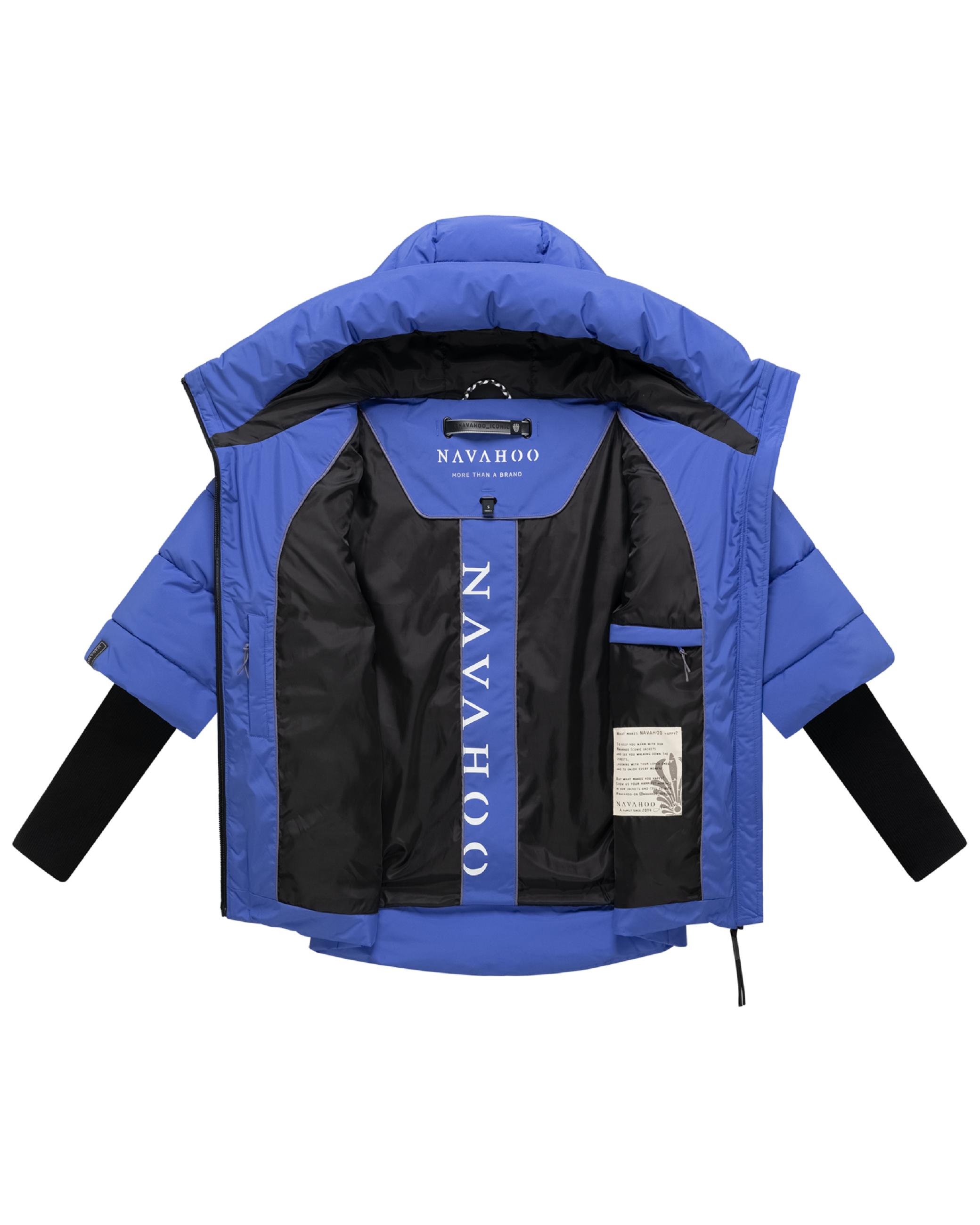 Winter Steppjacke mit Rippstrickärmeln "Lotusherz XIV" Galaxy Blue