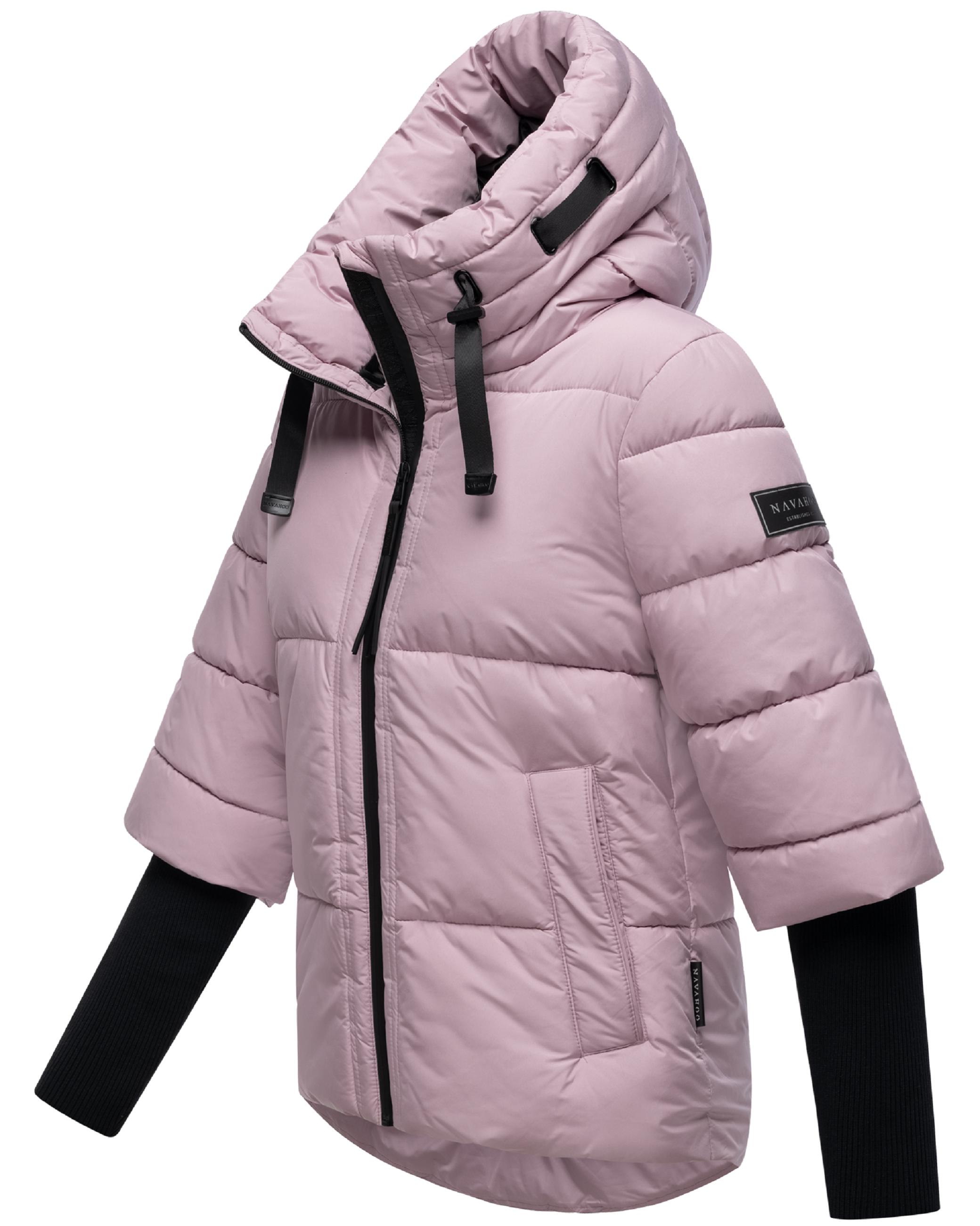 Winter Steppjacke mit Rippstrickärmeln "Lotusherz XIV" Lilac Rose
