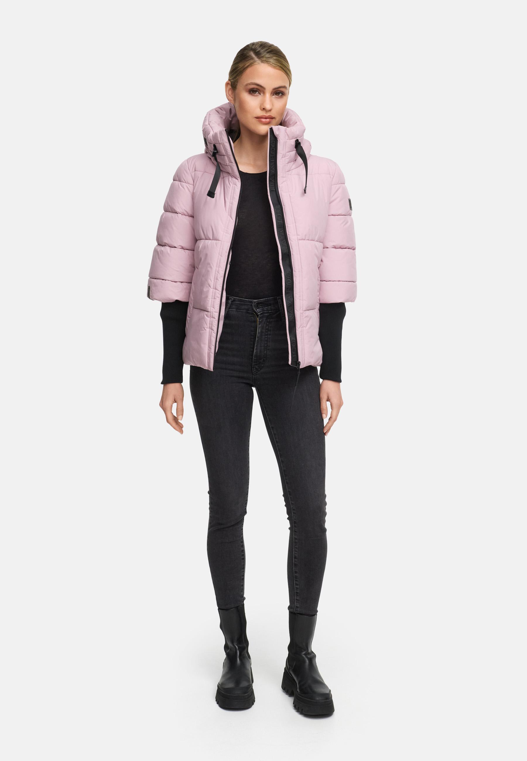 Winter Steppjacke mit Rippstrickärmeln "Lotusherz XIV" Lilac Rose