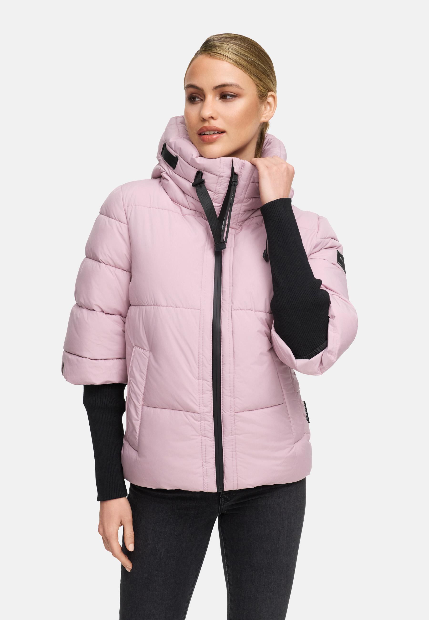 Winter Steppjacke mit Rippstrickärmeln "Lotusherz XIV" Lilac Rose