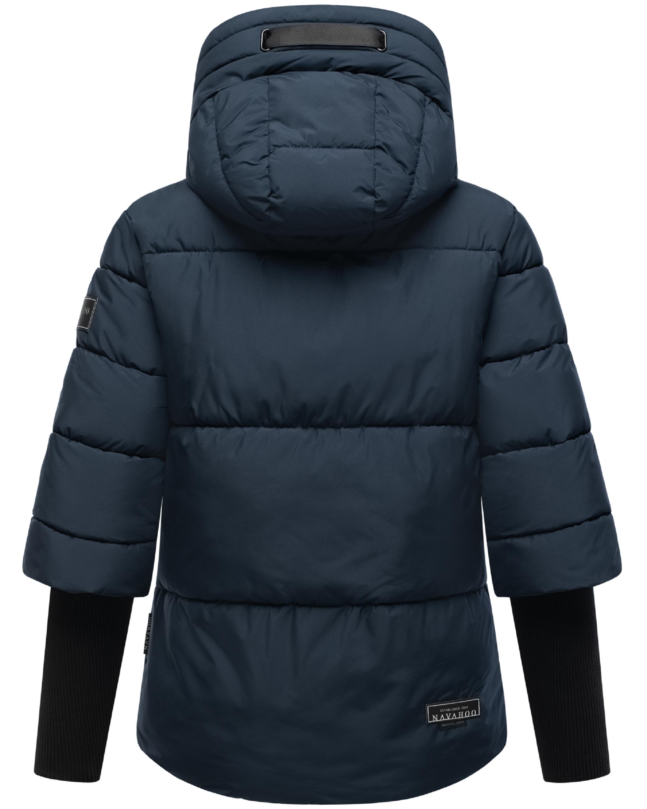 Winter Steppjacke mit Rippstrickärmeln "Lotusherz XIV" Navy