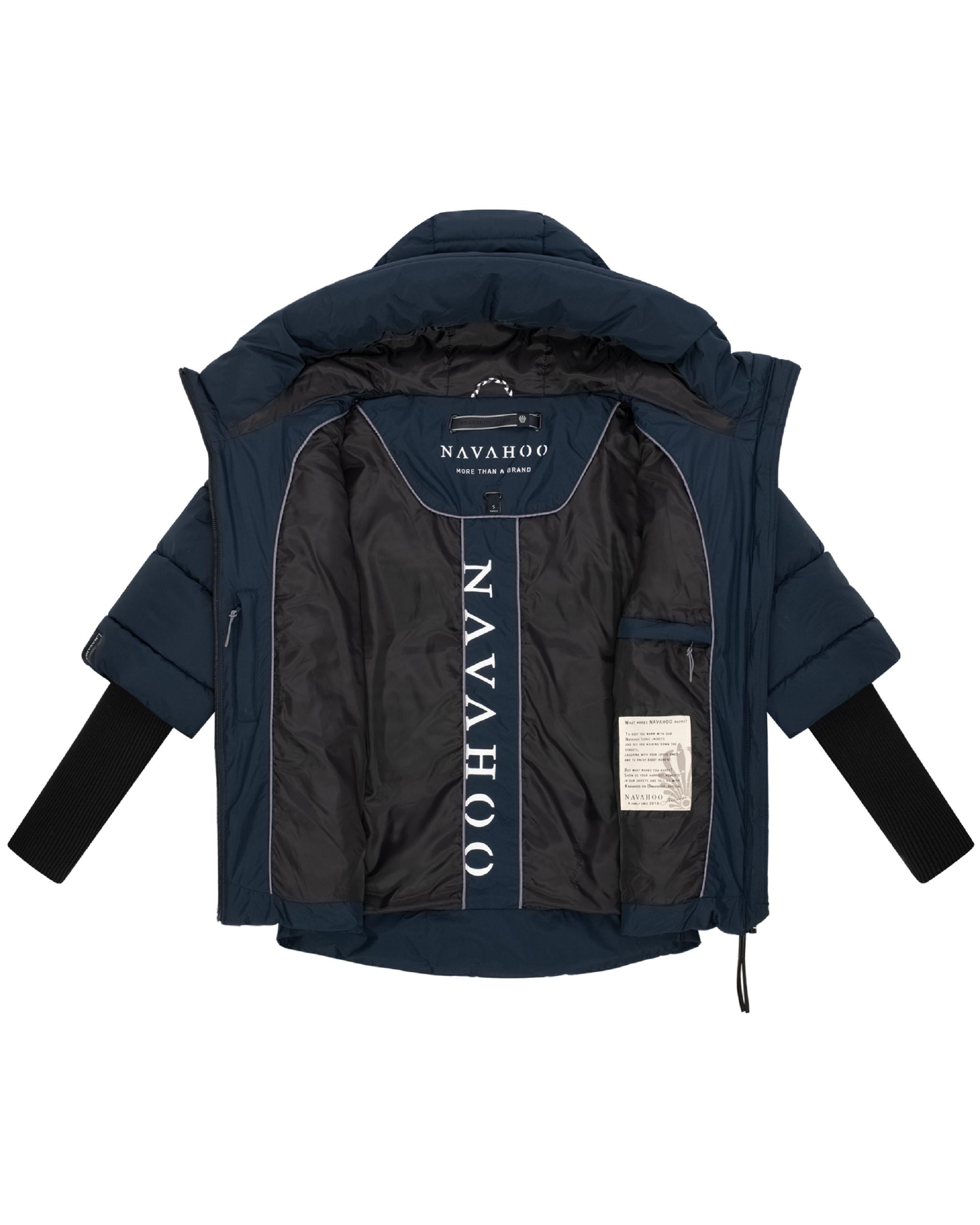 Winter Steppjacke mit Rippstrickärmeln "Lotusherz XIV" Navy