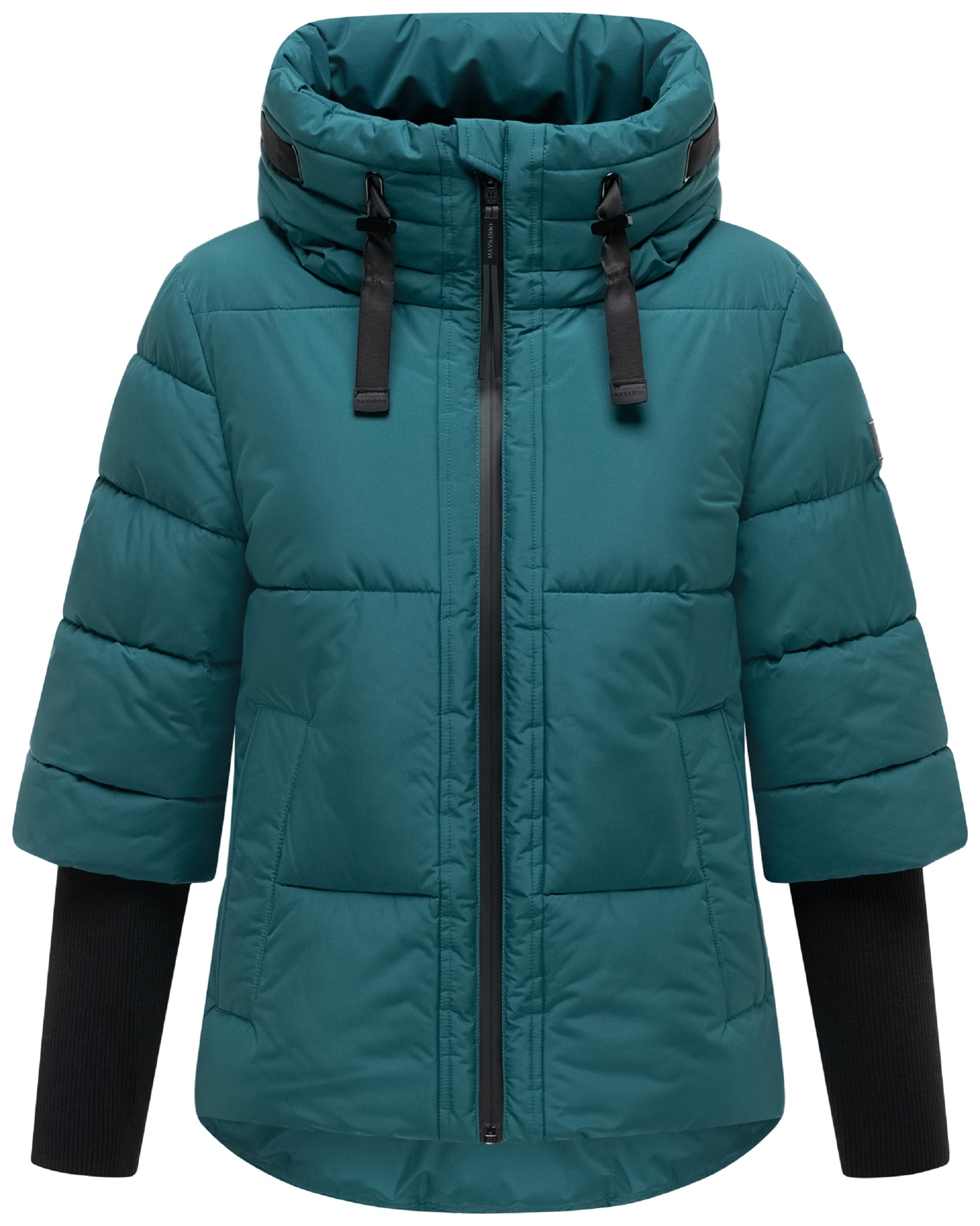 Winter Steppjacke mit Rippstrickärmeln "Lotusherz XIV" Ocean Green