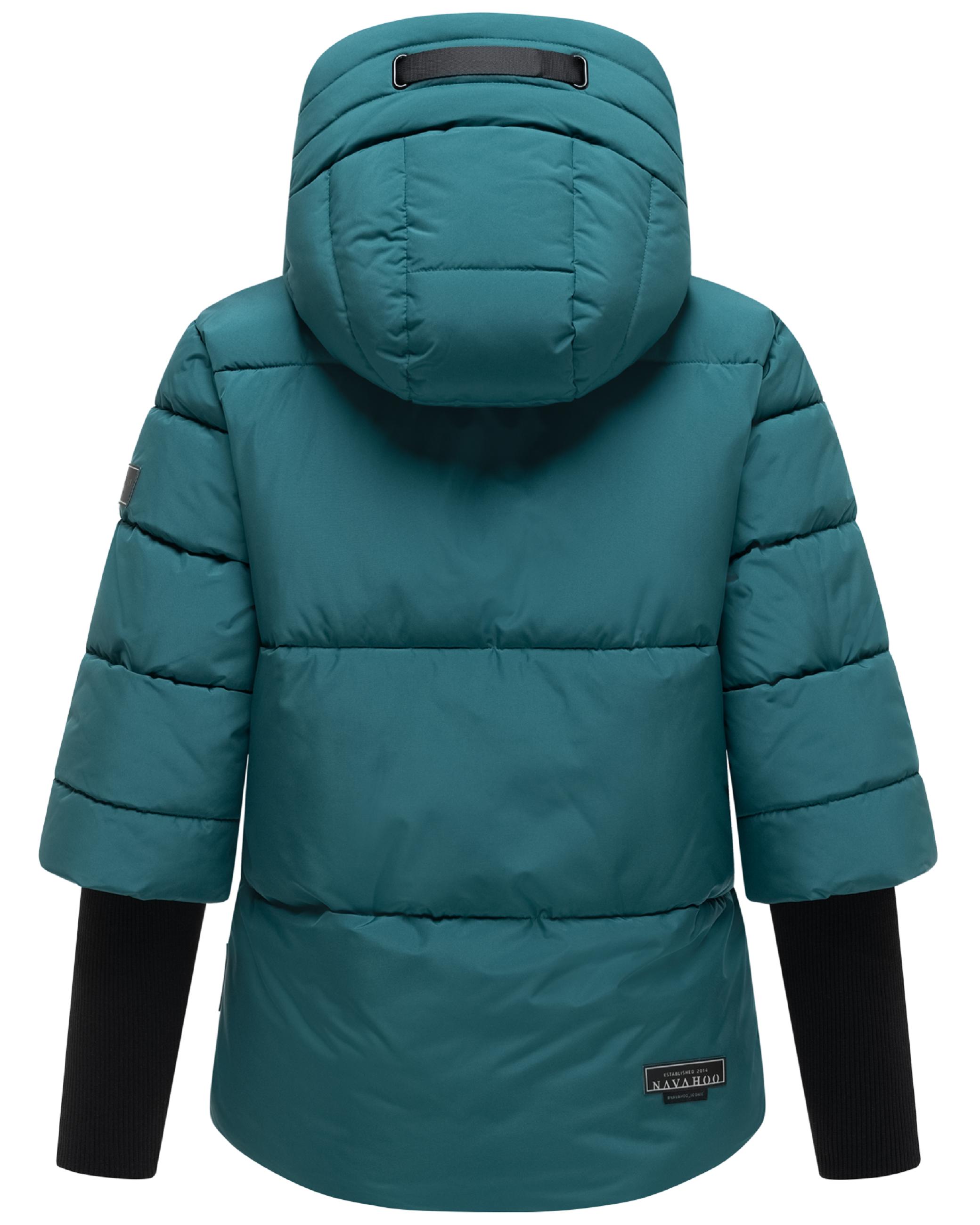 Winter Steppjacke mit Rippstrickärmeln "Lotusherz XIV" Ocean Green
