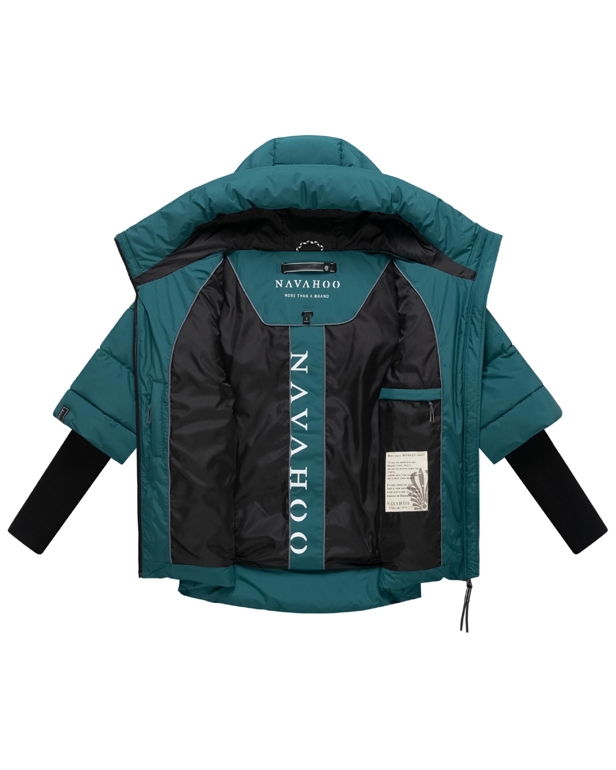 Winter Steppjacke mit Rippstrickärmeln "Lotusherz XIV" Ocean Green