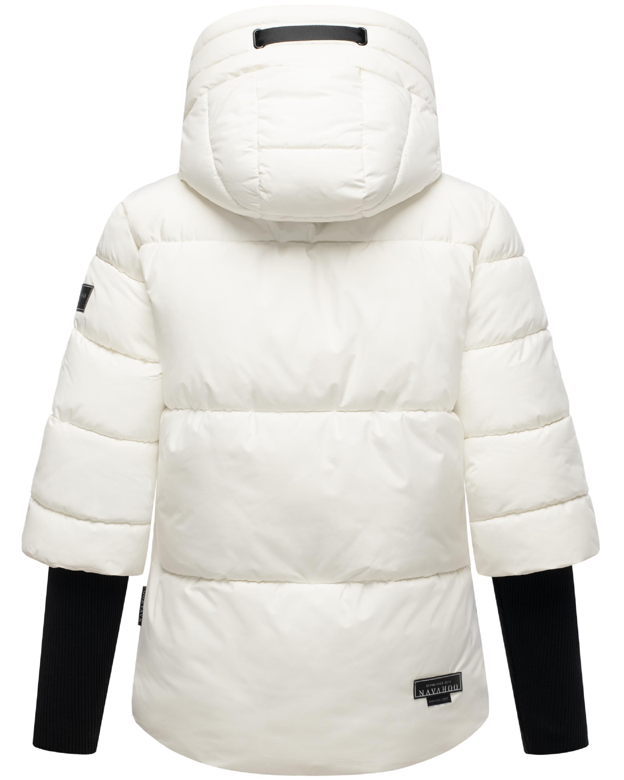 Winter Steppjacke mit Rippstrickärmeln "Lotusherz XIV" Offwhite
