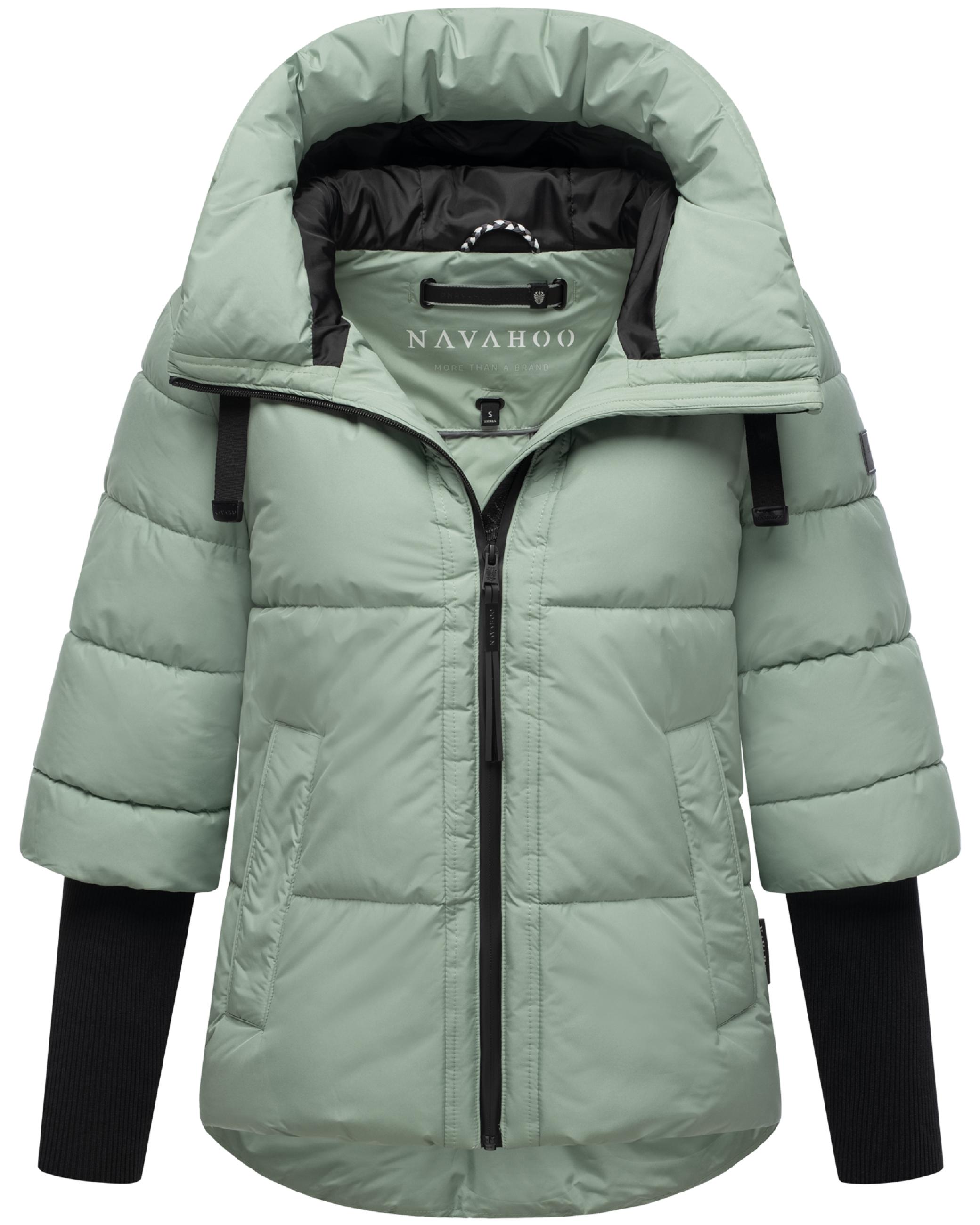 Winter Steppjacke mit Rippstrickärmeln "Lotusherz XIV" Smokey Mint