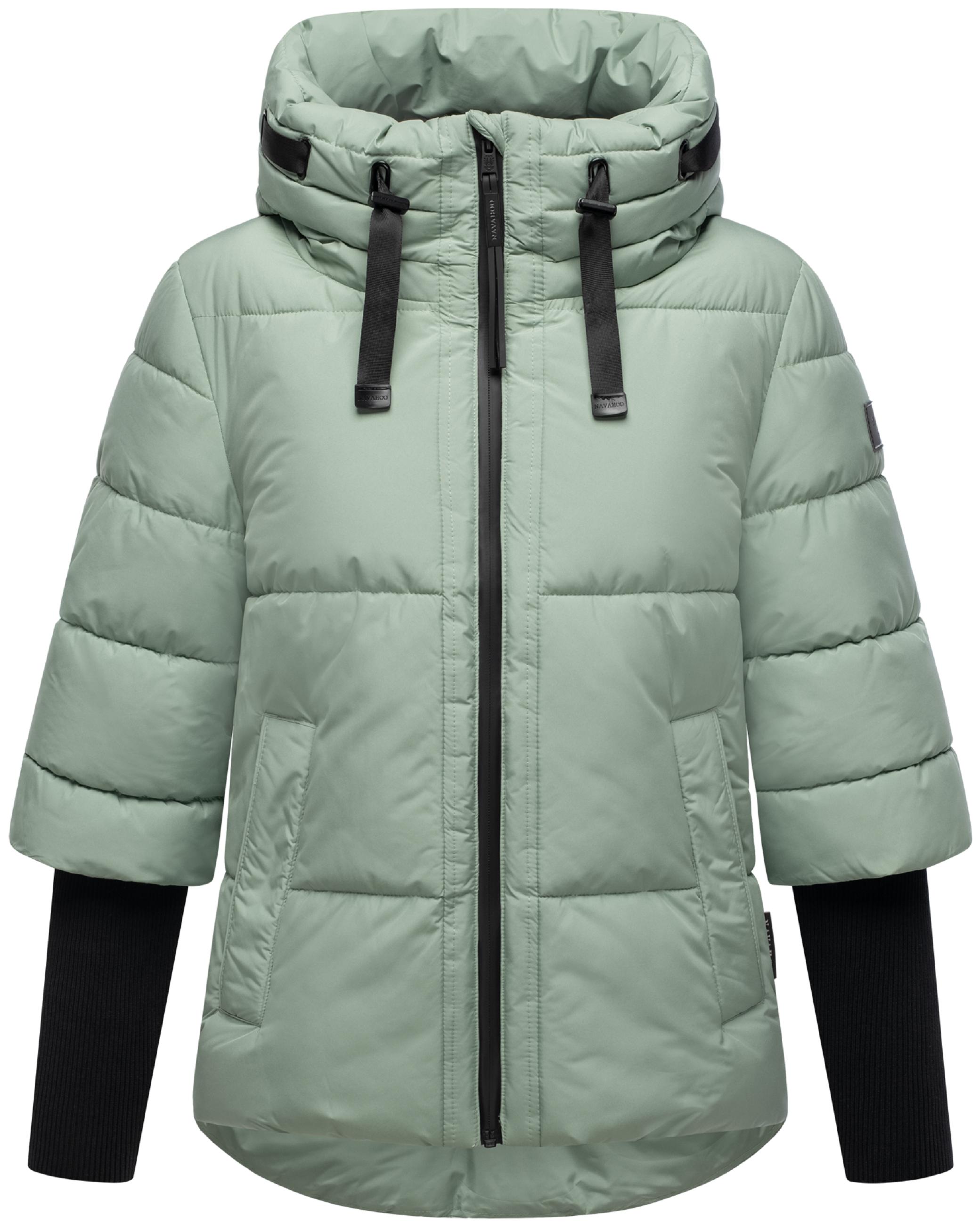 Winter Steppjacke mit Rippstrickärmeln "Lotusherz XIV" Smokey Mint