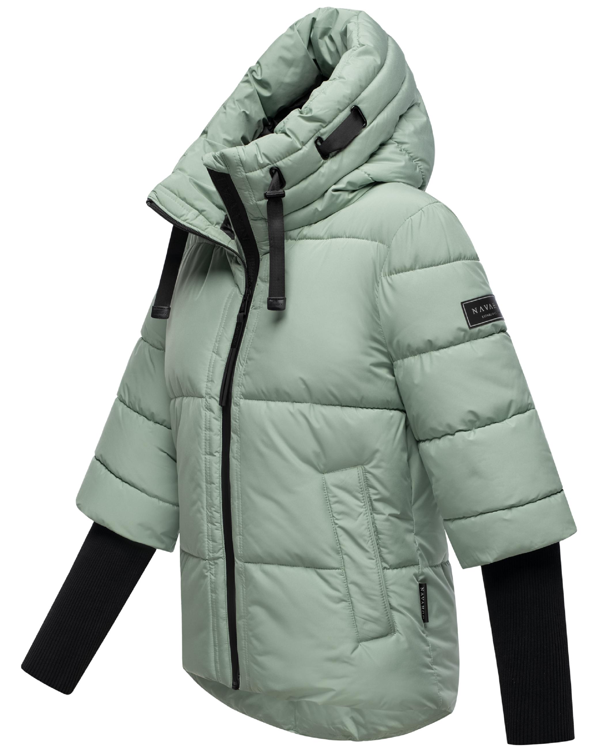 Winter Steppjacke mit Rippstrickärmeln "Lotusherz XIV" Smokey Mint