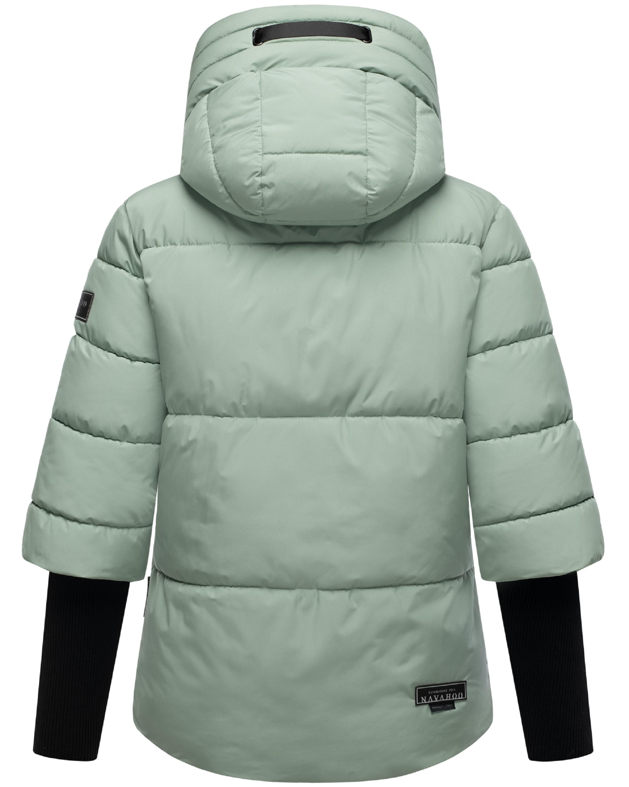 Winter Steppjacke mit Rippstrickärmeln "Lotusherz XIV" Smokey Mint