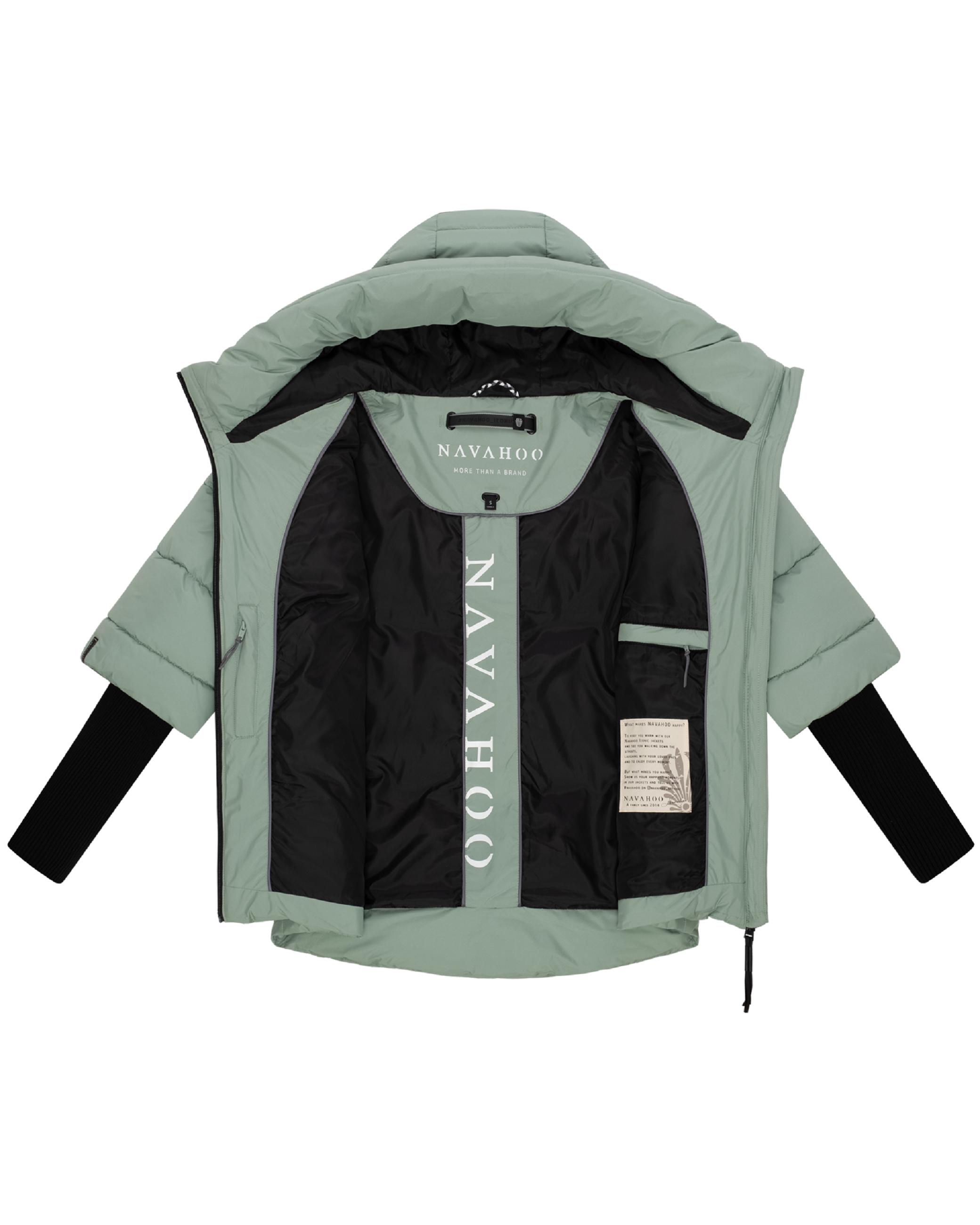 Winter Steppjacke mit Rippstrickärmeln "Lotusherz XIV" Smokey Mint