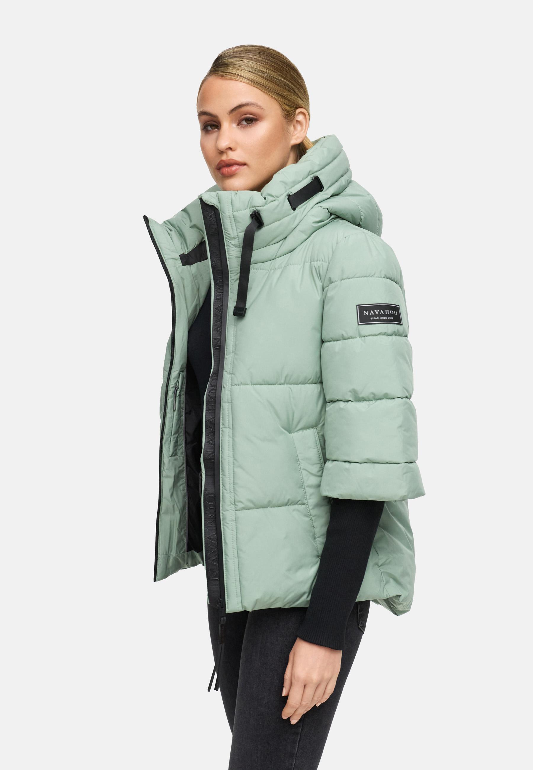 Winter Steppjacke mit Rippstrickärmeln "Lotusherz XIV" Smokey Mint