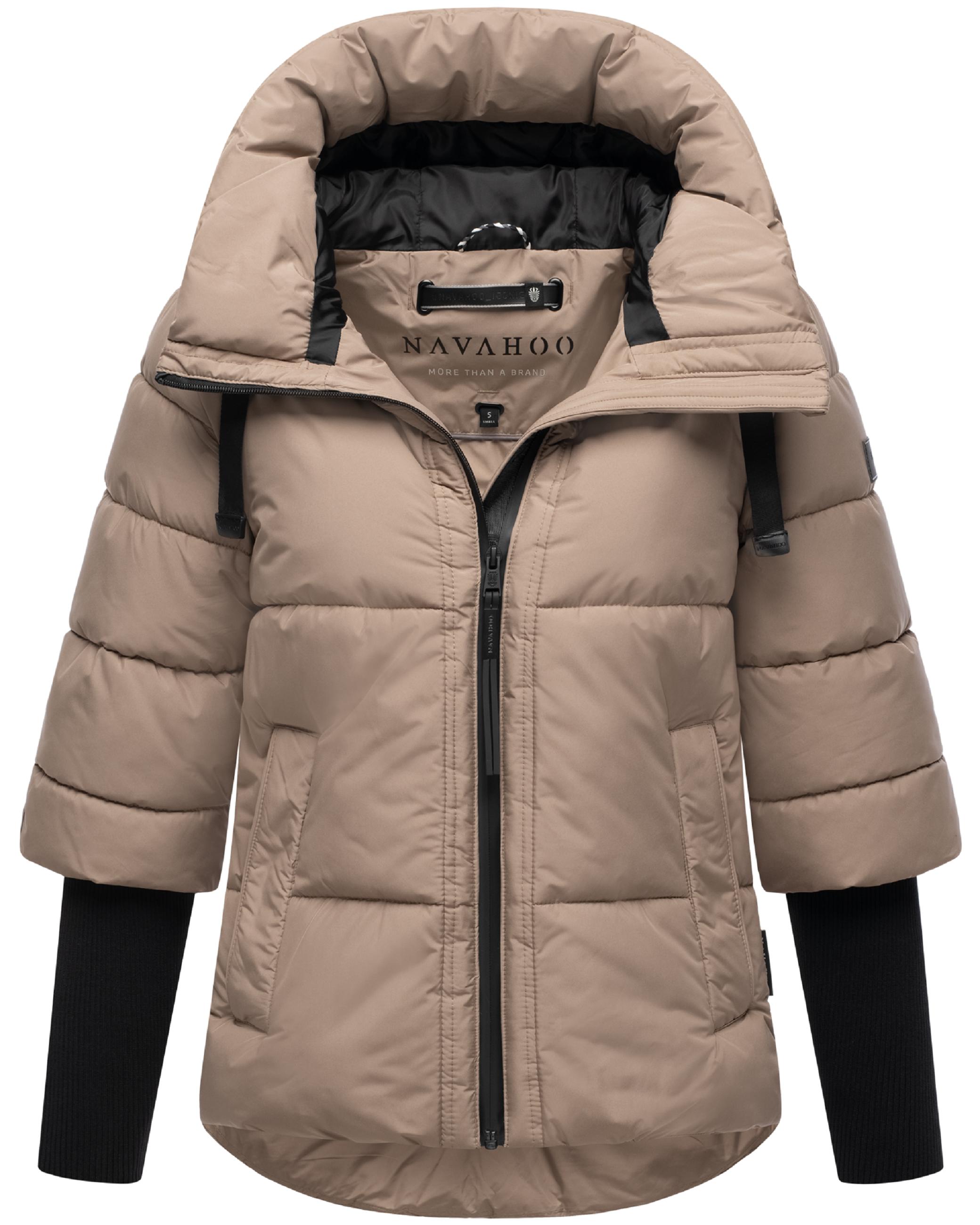 Winter Steppjacke mit Rippstrickärmeln "Lotusherz XIV" Taupe Grey