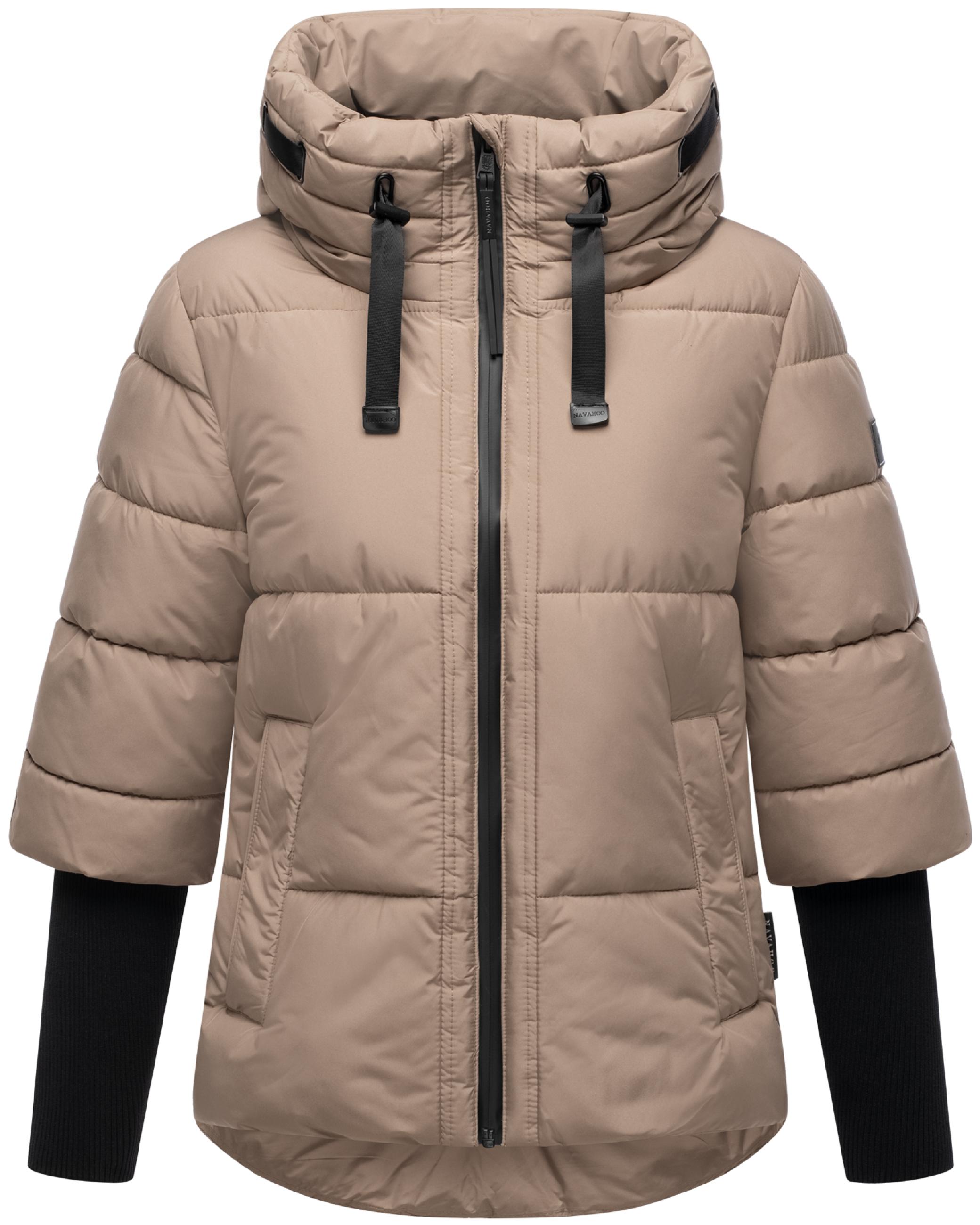 Winter Steppjacke mit Rippstrickärmeln "Lotusherz XIV" Taupe Grey