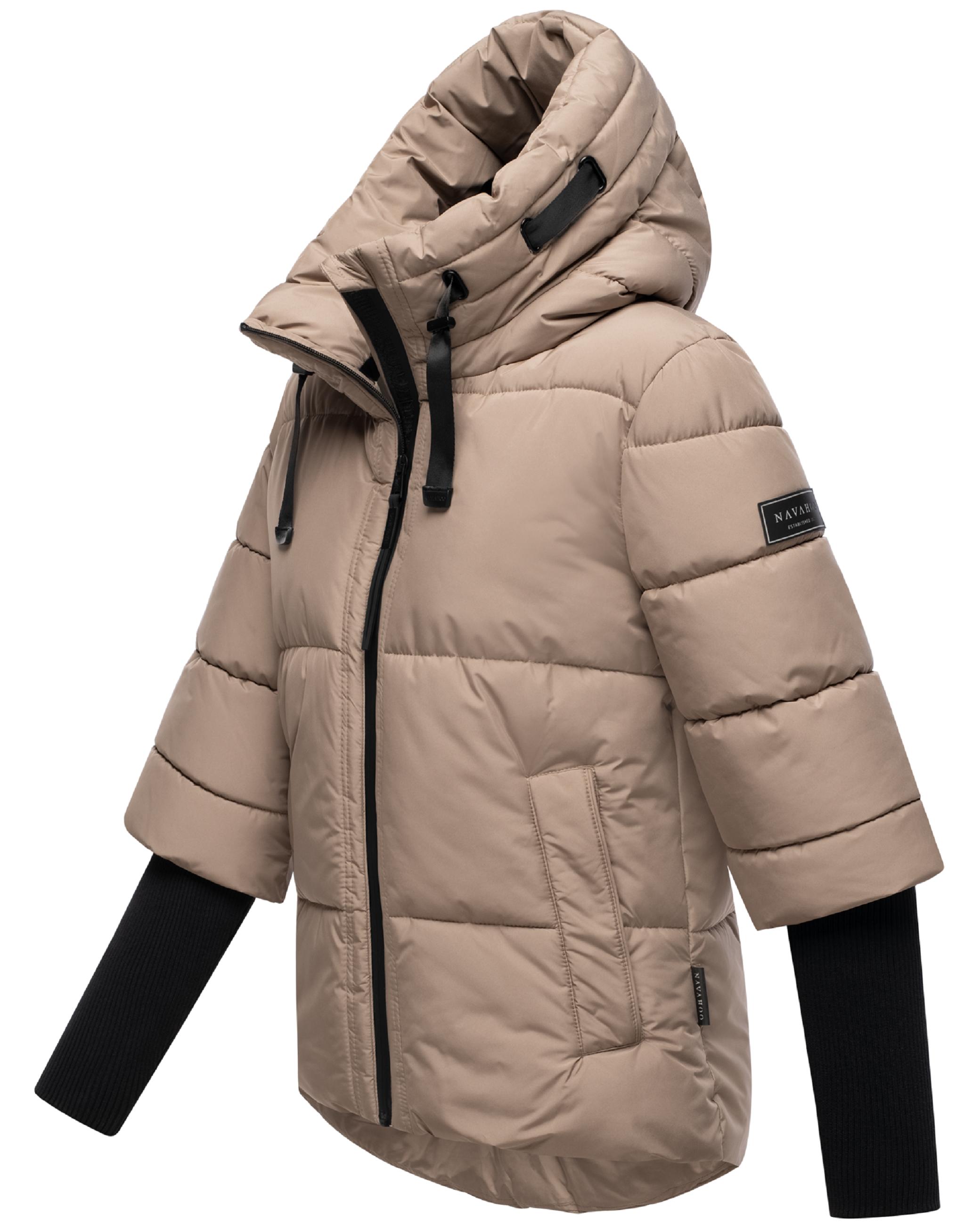 Winter Steppjacke mit Rippstrickärmeln "Lotusherz XIV" Taupe Grey