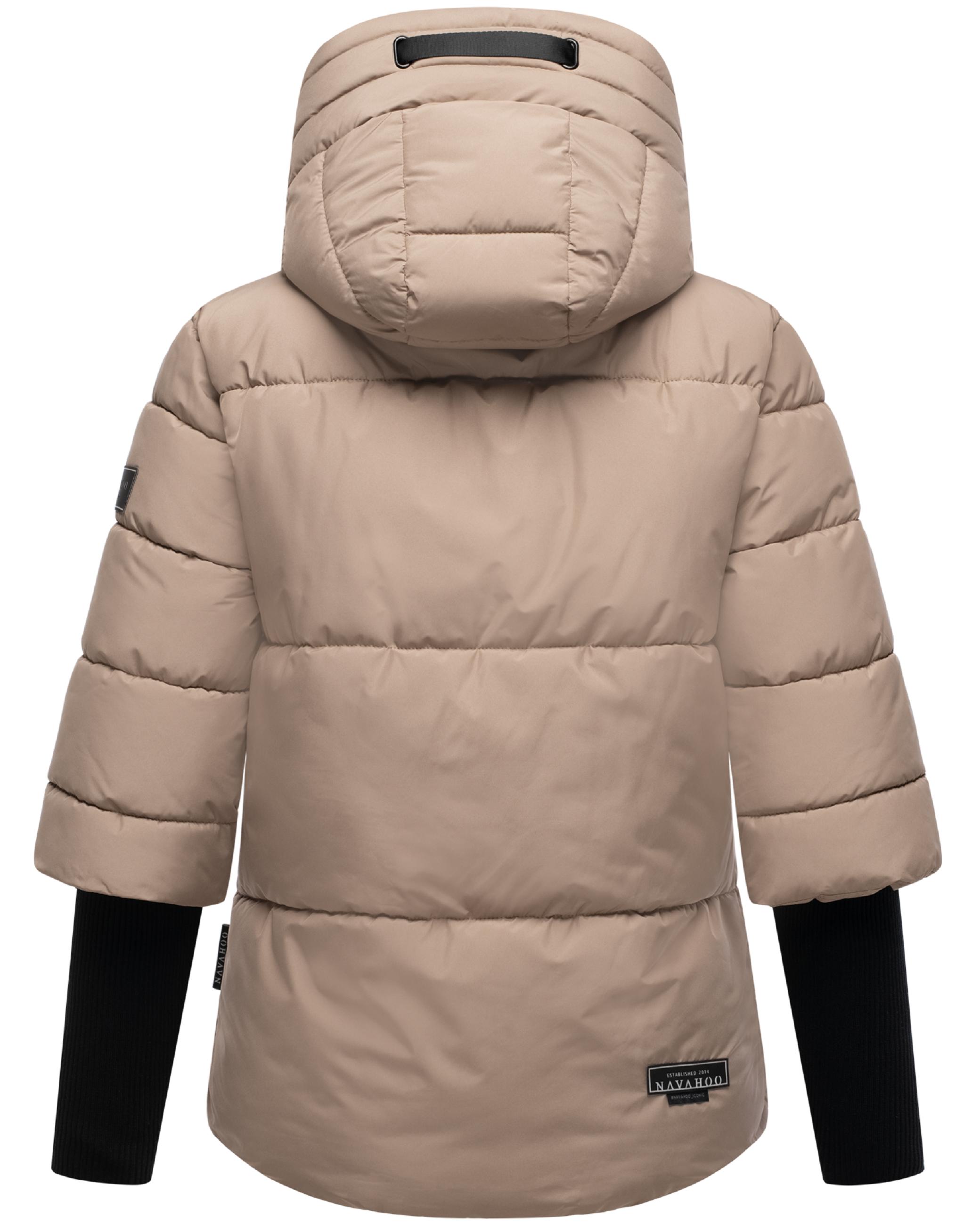 Winter Steppjacke mit Rippstrickärmeln "Lotusherz XIV" Taupe Grey
