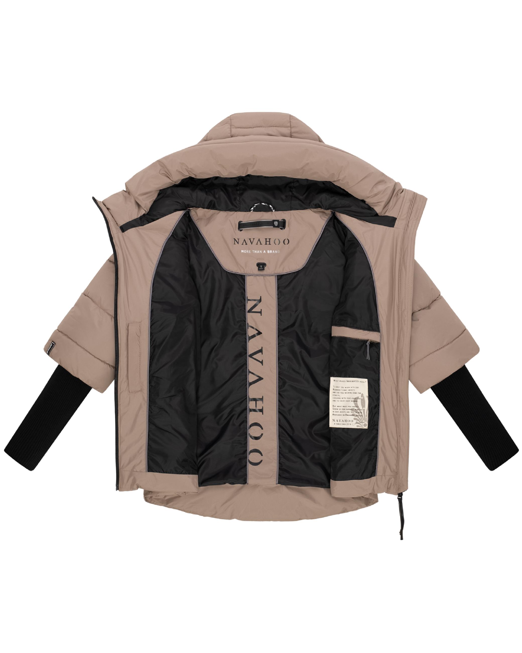 Winter Steppjacke mit Rippstrickärmeln "Lotusherz XIV" Taupe Grey