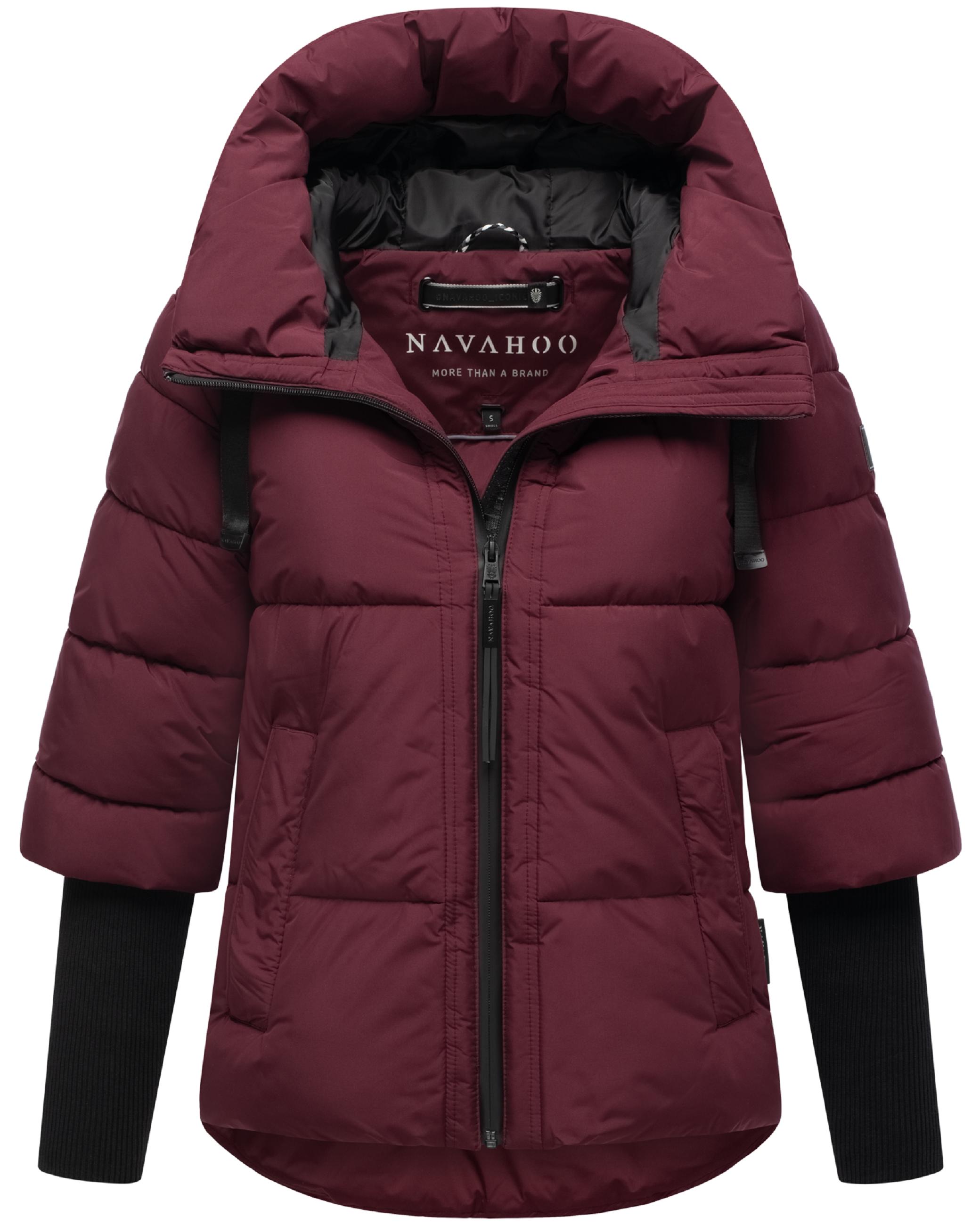 Winter Steppjacke mit Rippstrickärmeln "Lotusherz XIV" Wine