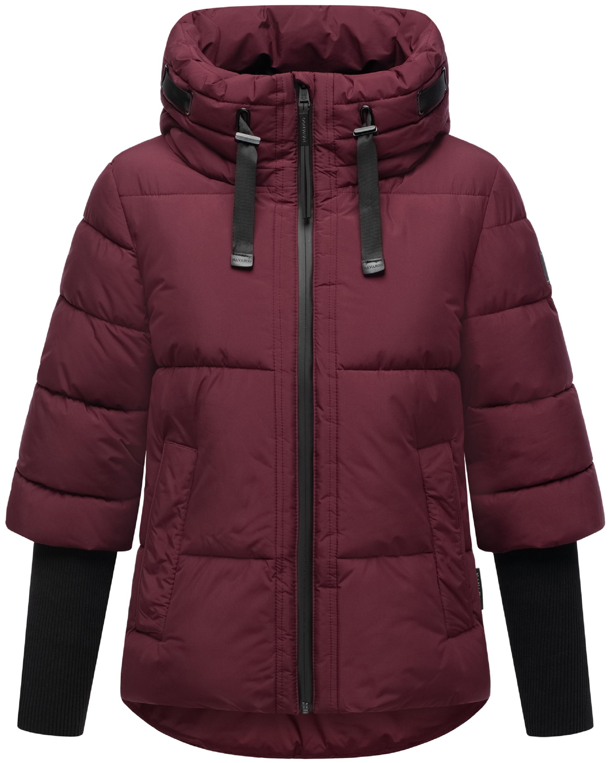 Winter Steppjacke mit Rippstrickärmeln "Lotusherz XIV" Wine