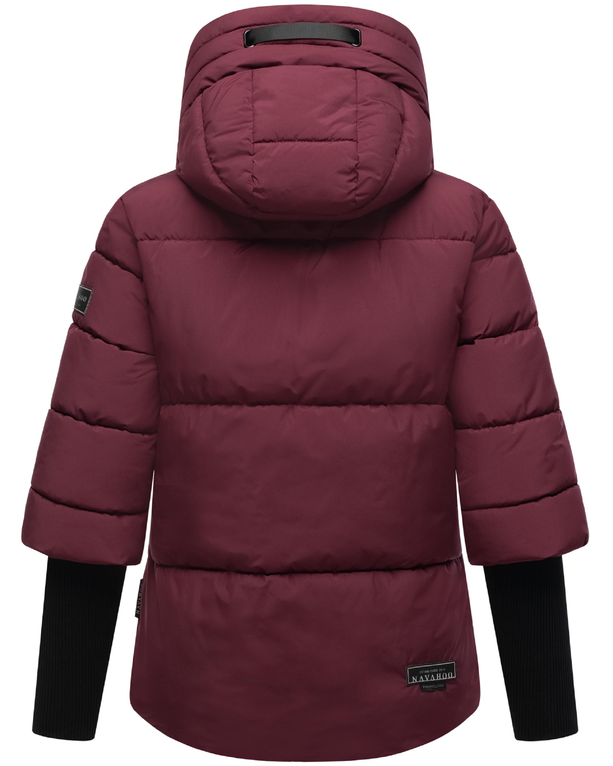 Winter Steppjacke mit Rippstrickärmeln "Lotusherz XIV" Wine