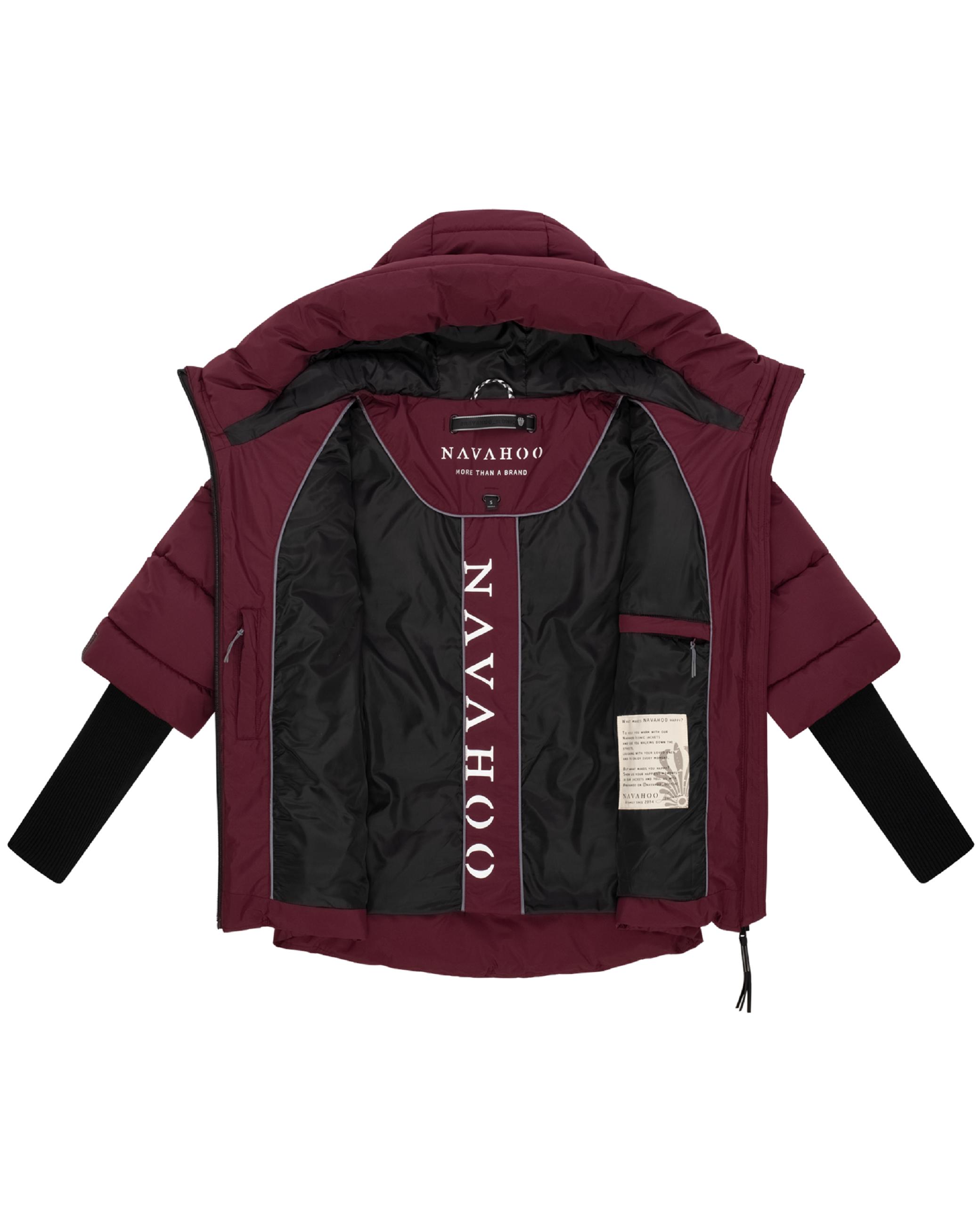 Winter Steppjacke mit Rippstrickärmeln "Lotusherz XIV" Wine