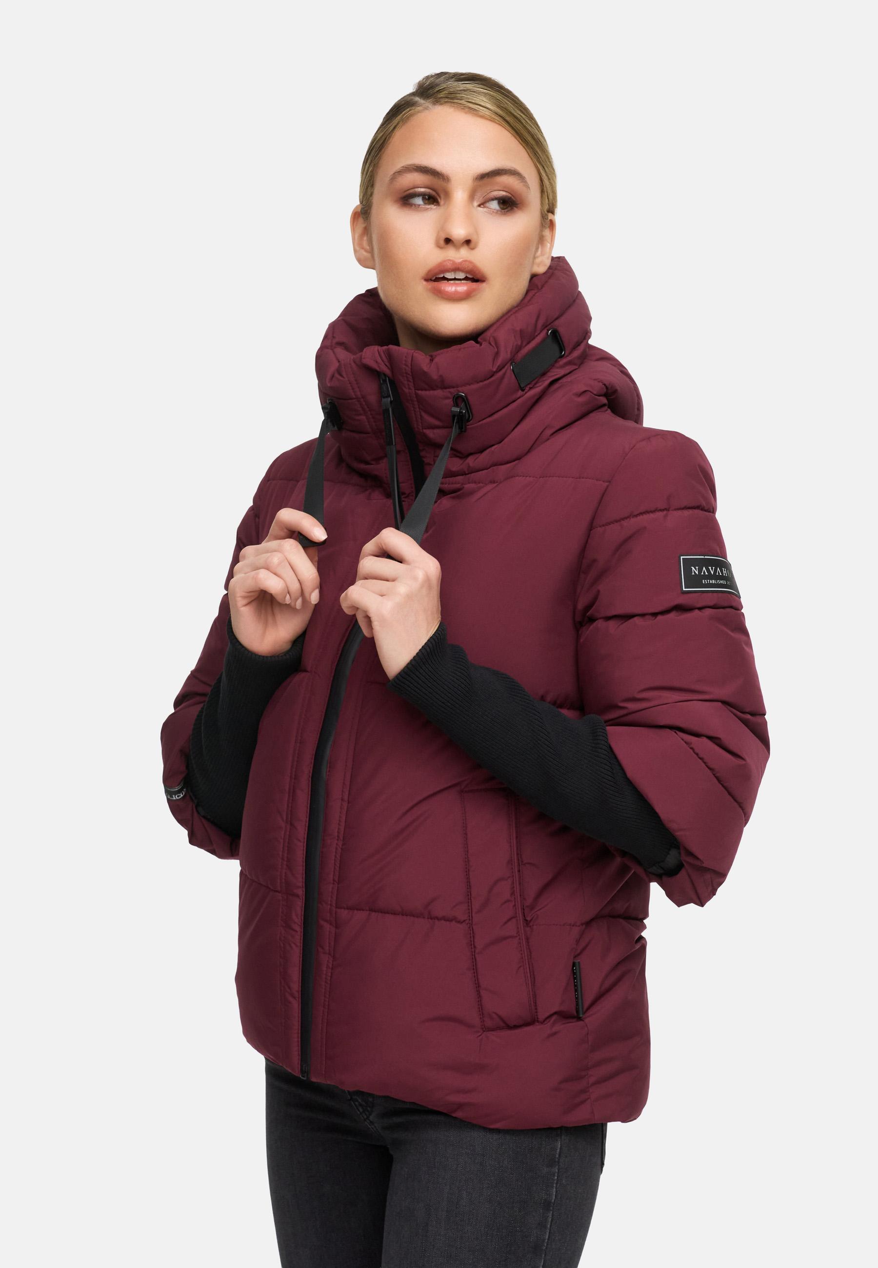 Winter Steppjacke mit Rippstrickärmeln "Lotusherz XIV" Wine