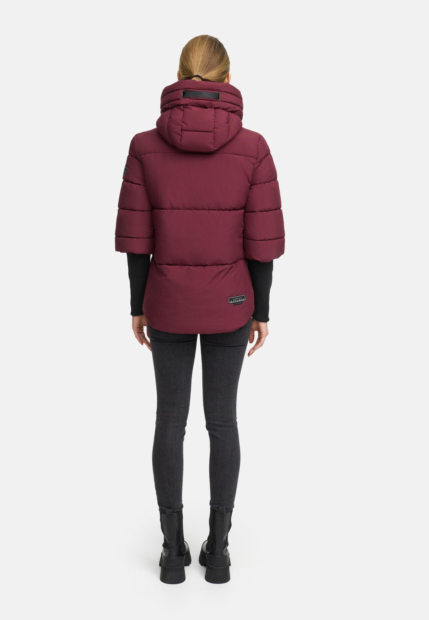 Winter Steppjacke mit Rippstrickärmeln "Lotusherz XIV" Wine
