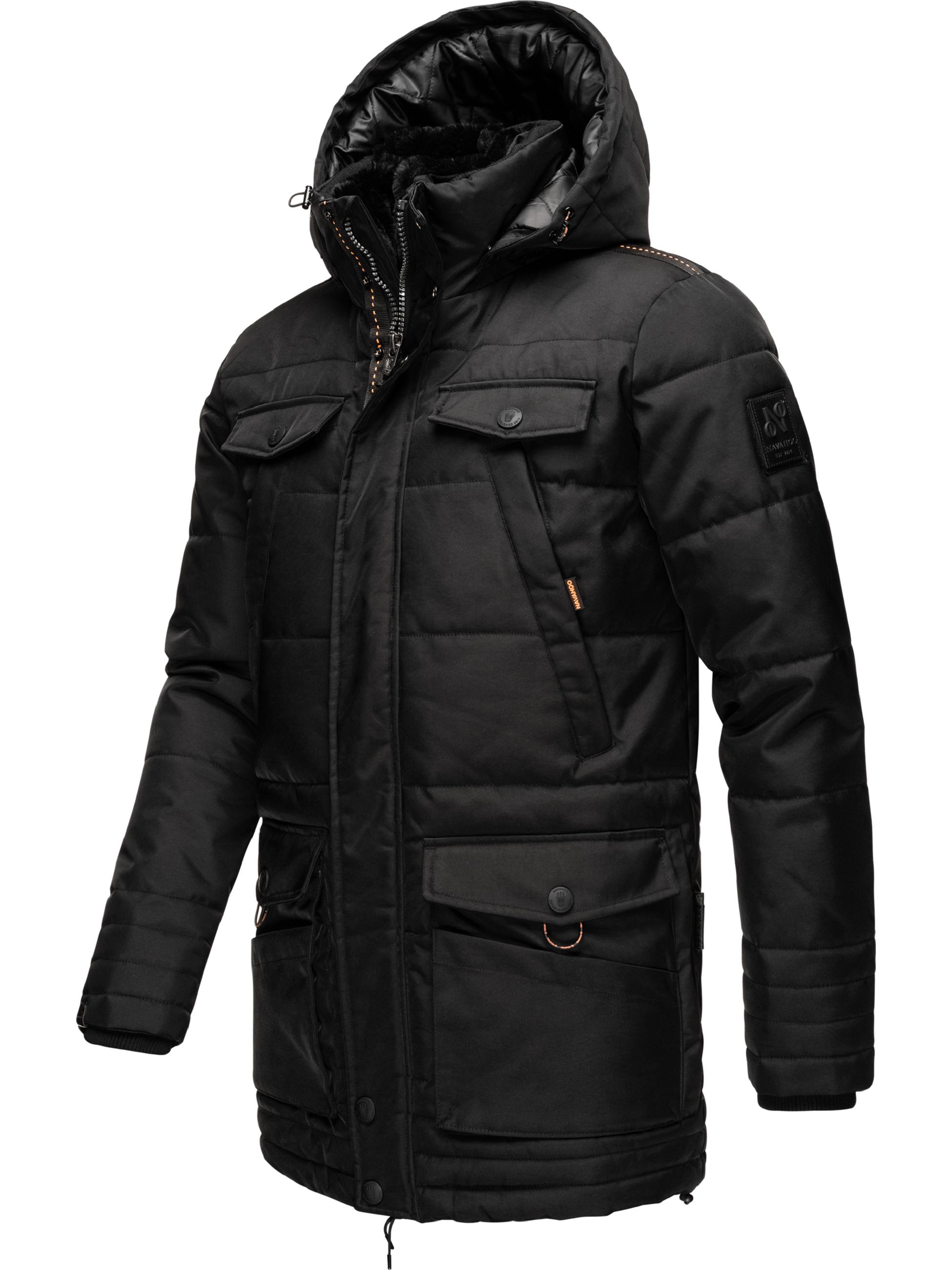 Winter Jacke Wintermantel Parka mit abnehmbarer Kunstfellkapuze Luaan Black