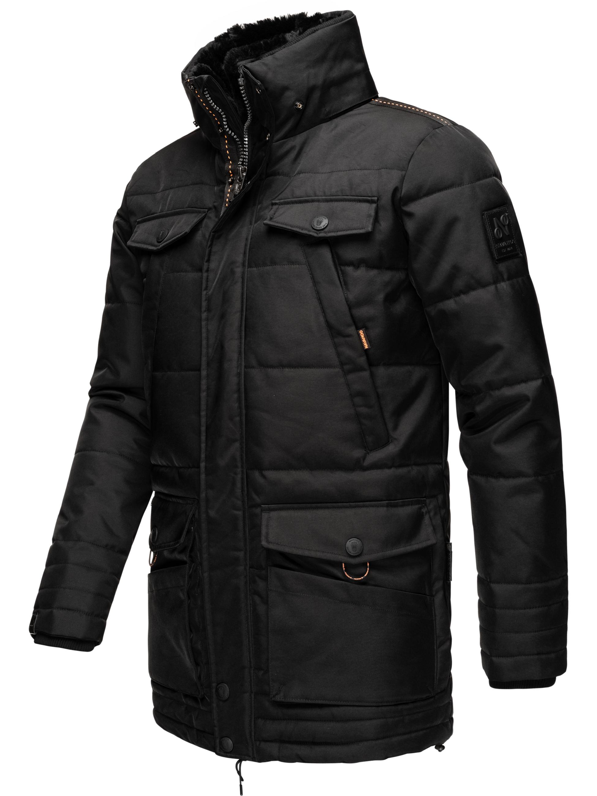 Winter Jacke Wintermantel Parka mit abnehmbarer Kunstfellkapuze Luaan Black