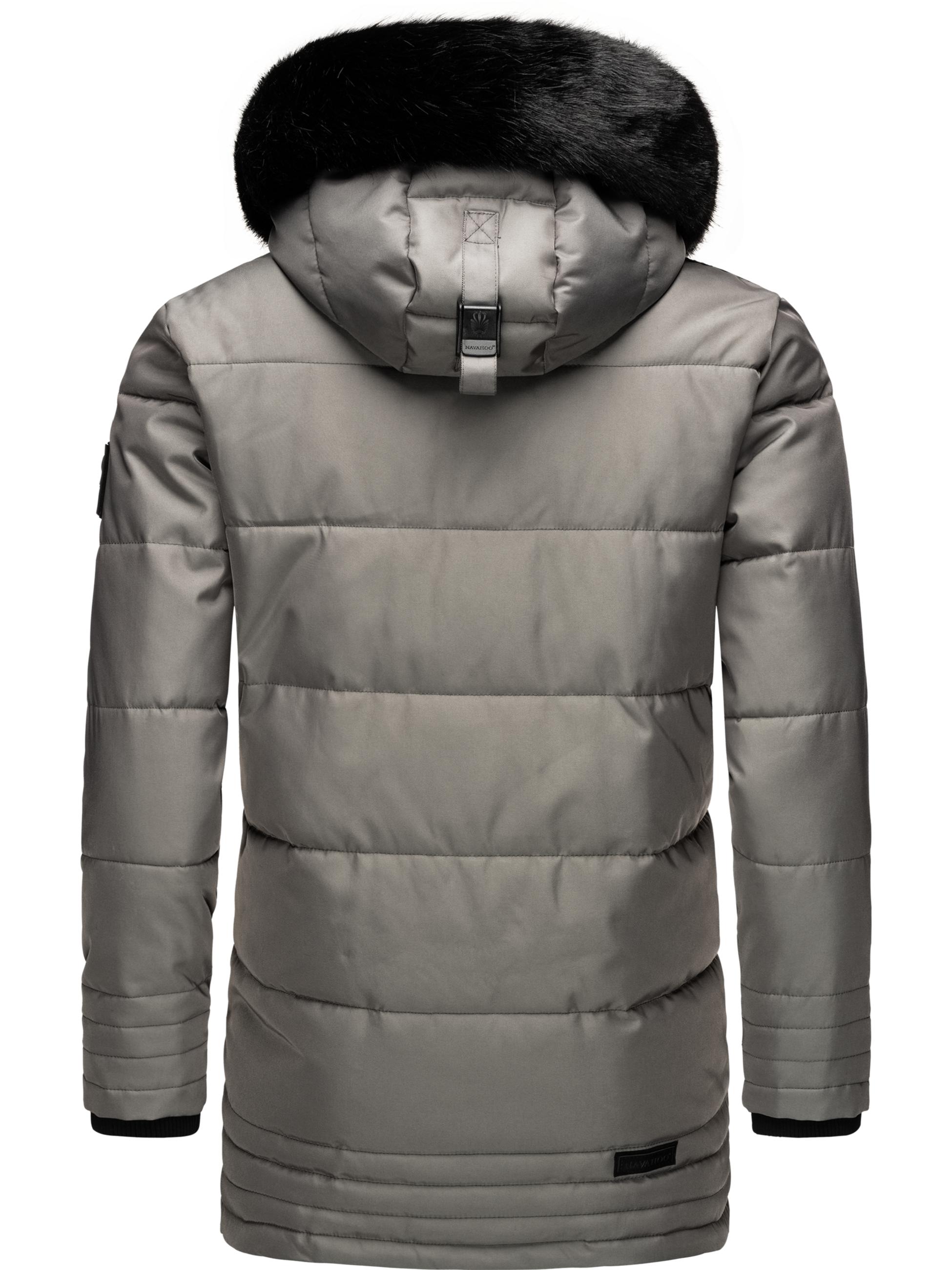 Winter Jacke Wintermantel Parka mit abnehmbarer Kunstfellkapuze Luaan Grey