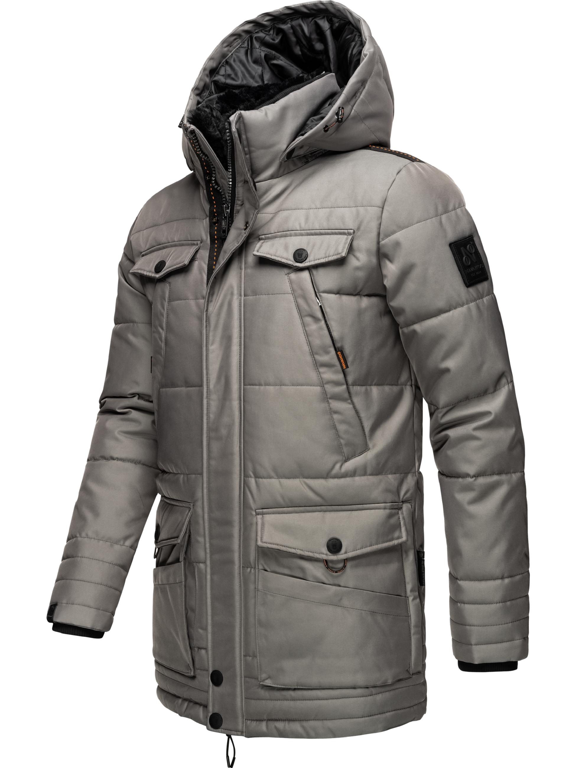 Winter Jacke Wintermantel Parka mit abnehmbarer Kunstfellkapuze Luaan Grey