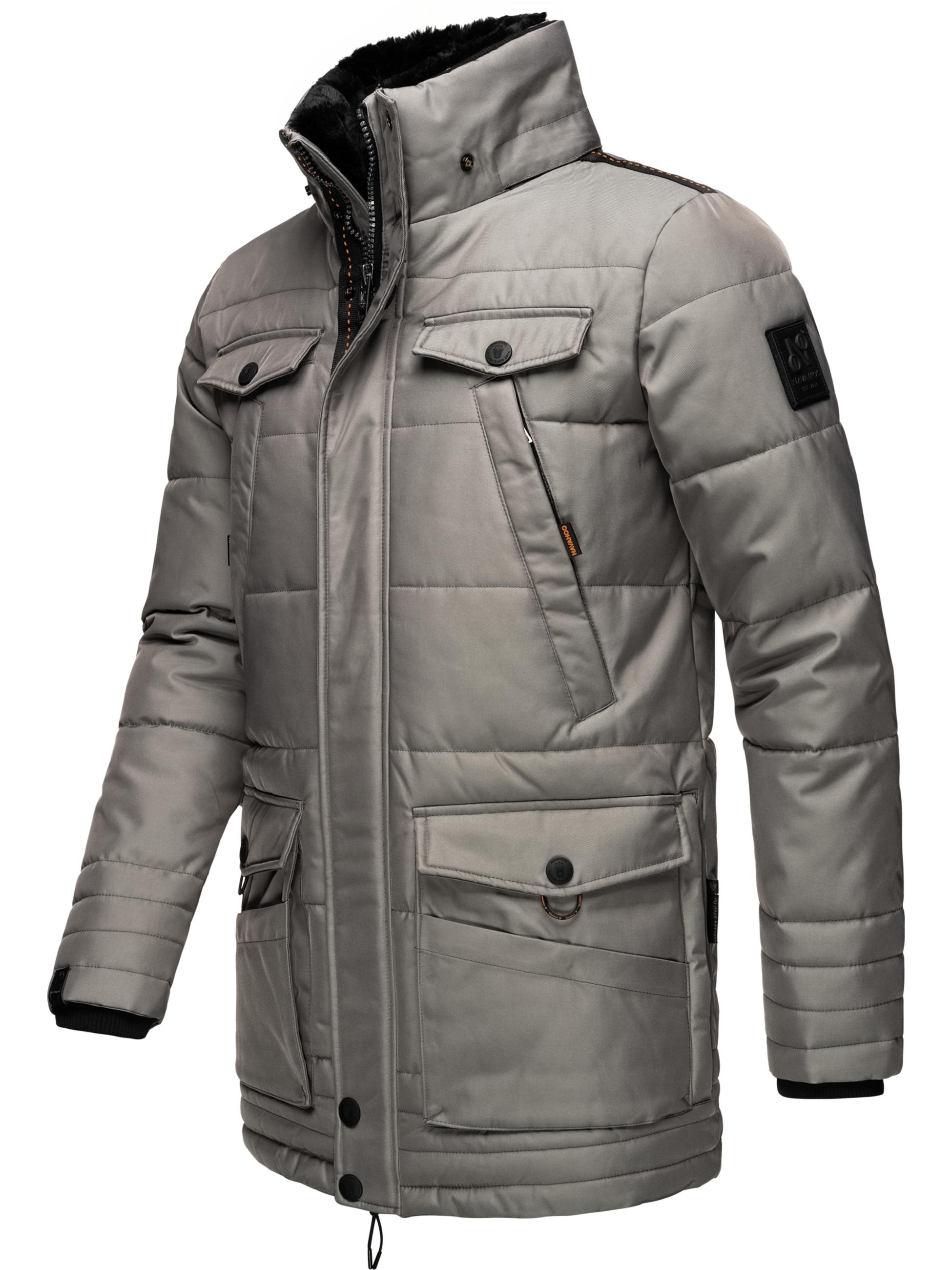 Winter Jacke Wintermantel Parka mit abnehmbarer Kunstfellkapuze Luaan Grey